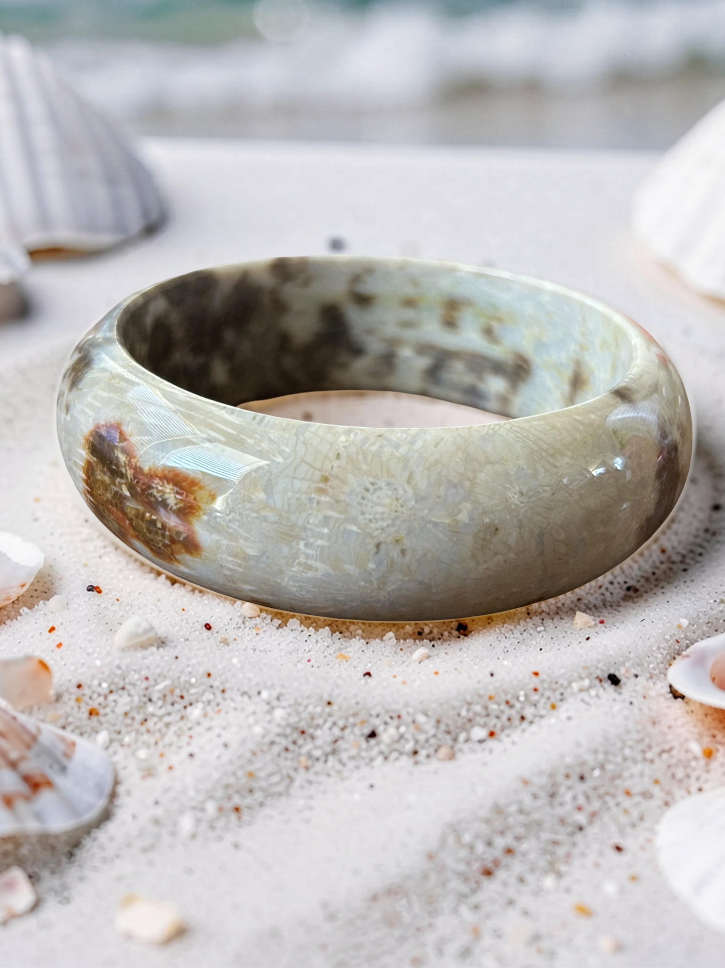 Coral Ocean Jade Gemstone Bangle