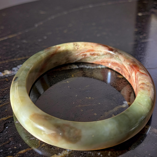 Green Flower Agate Natural Stone Bangle Bracelet