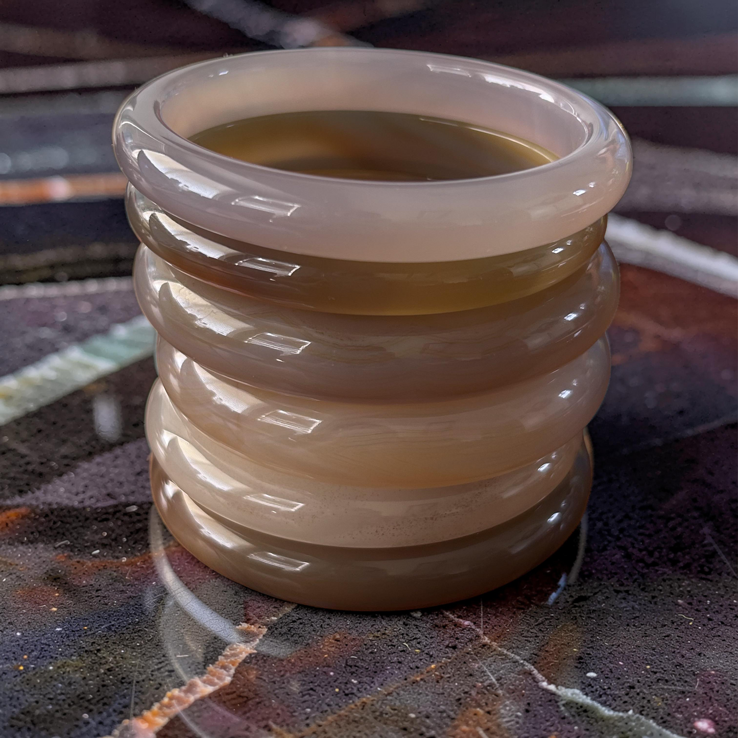 Sand & Honey Cream White Agate Bangle