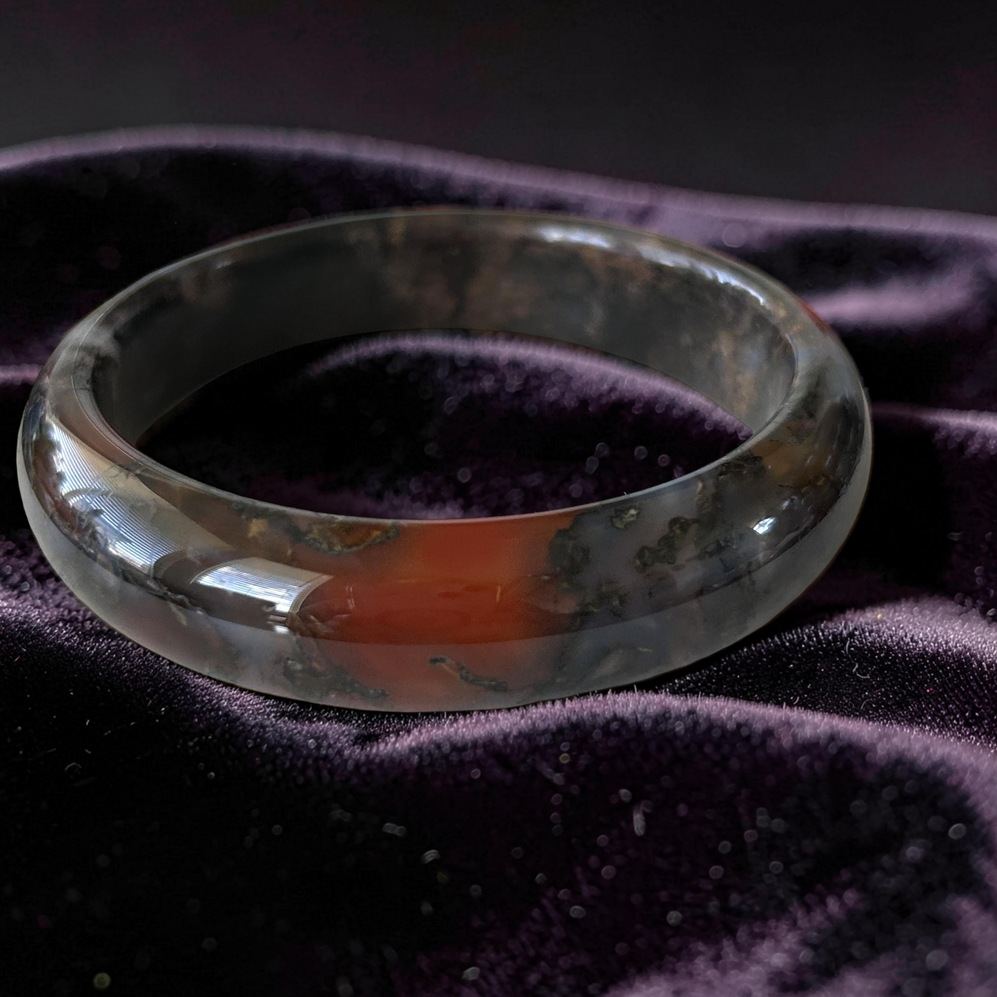 AAA Moss Agate Bangle – Natural Translucent Stone