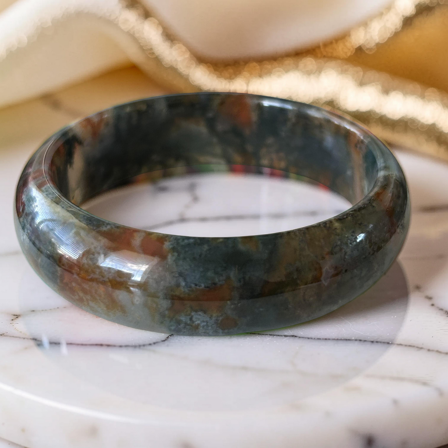 AAA Moss Agate Bangle – Natural Translucent Stone