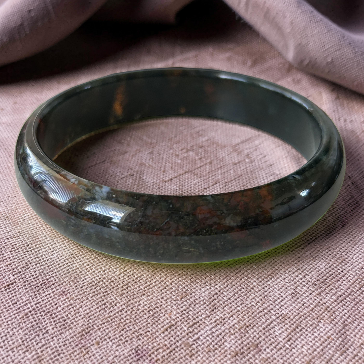 AAA Moss Agate Bangle – Natural Translucent Stone