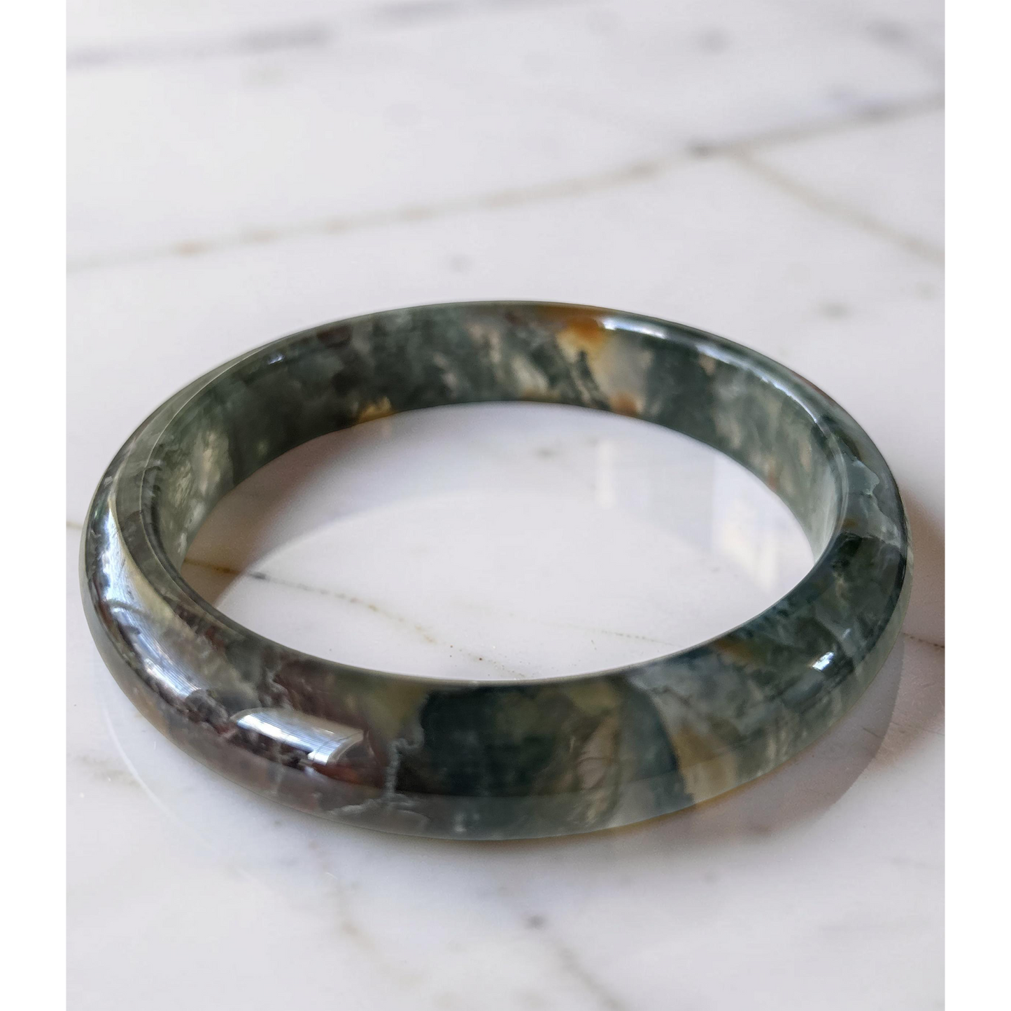 AAA Moss Agate Bangle – Natural Translucent Stone