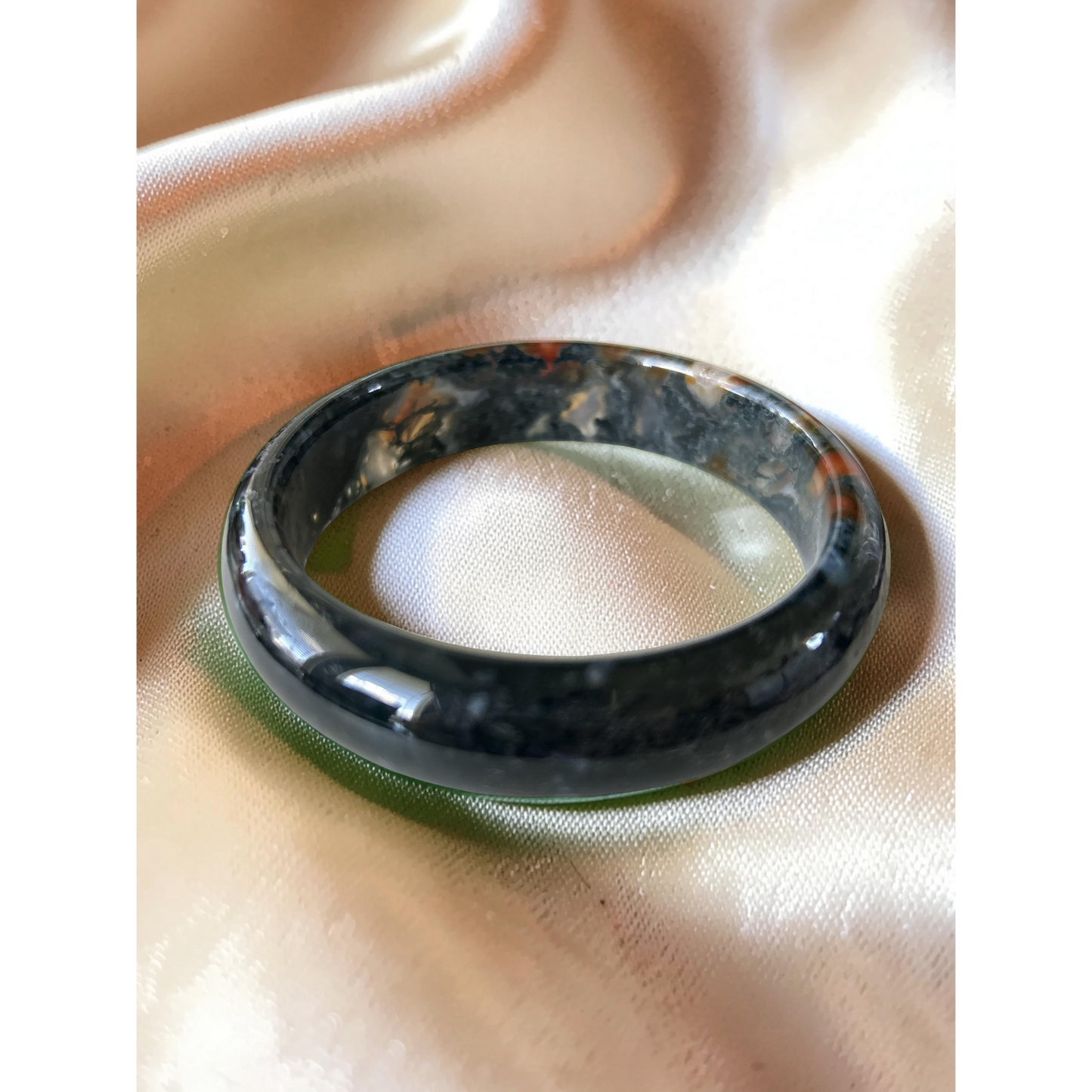 AAA Moss Agate Bangle – Natural Translucent Stone