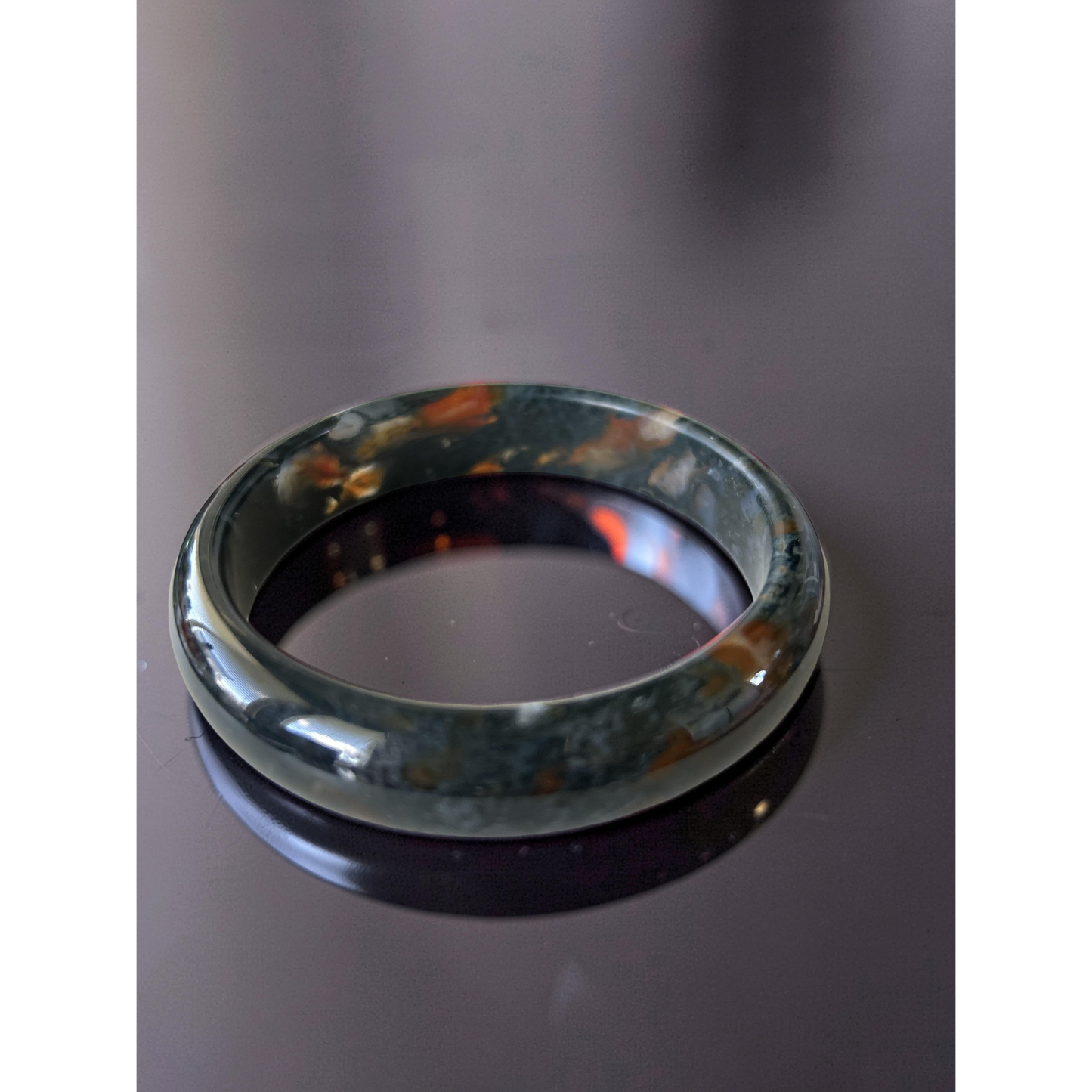 AAA Moss Agate Bangle – Natural Translucent Stone