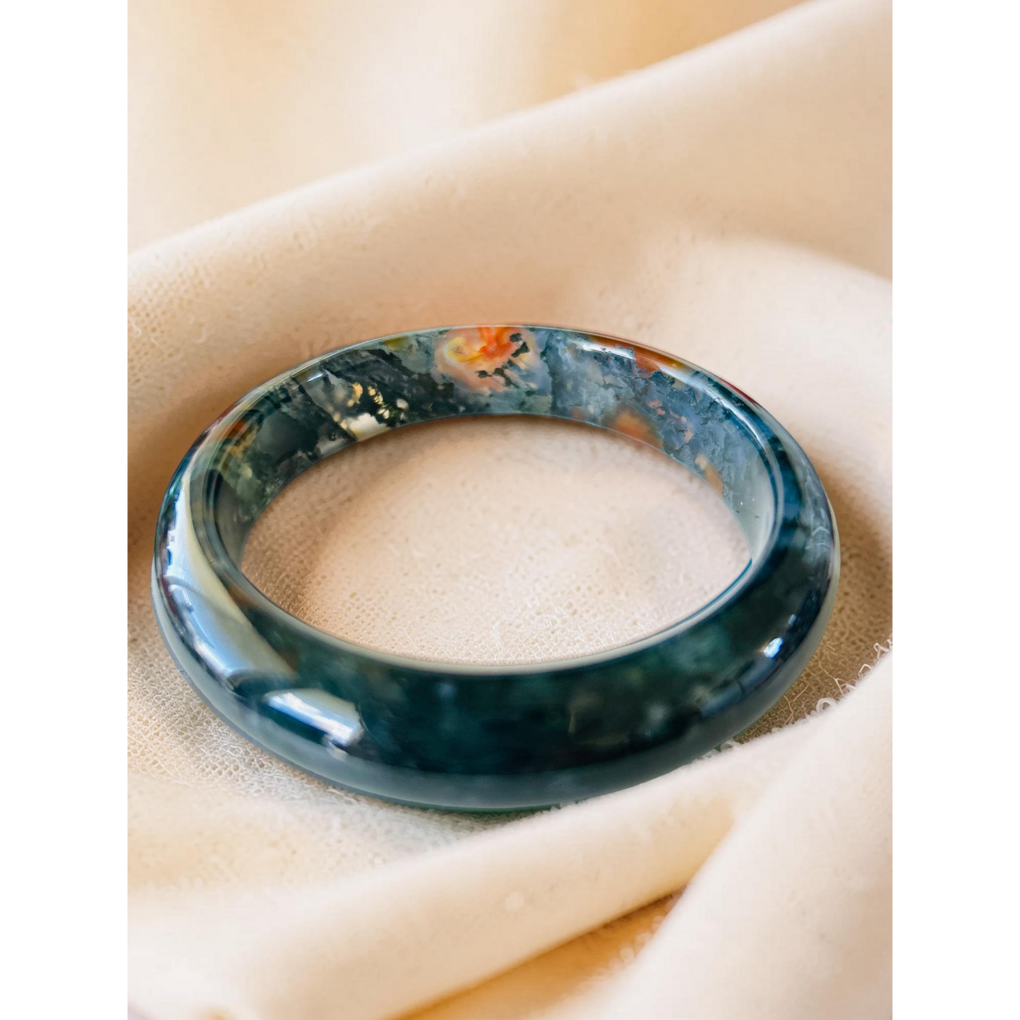 AAA Moss Agate Bangle – Natural Translucent Stone