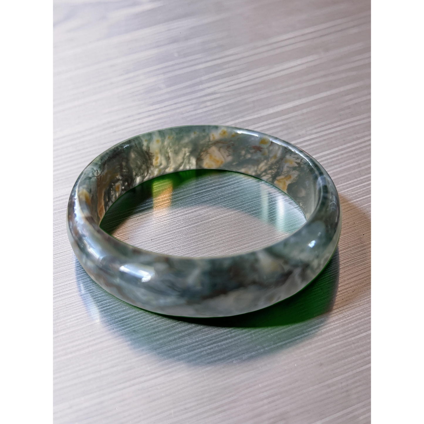 AAA Moss Agate Bangle – Natural Translucent Stone