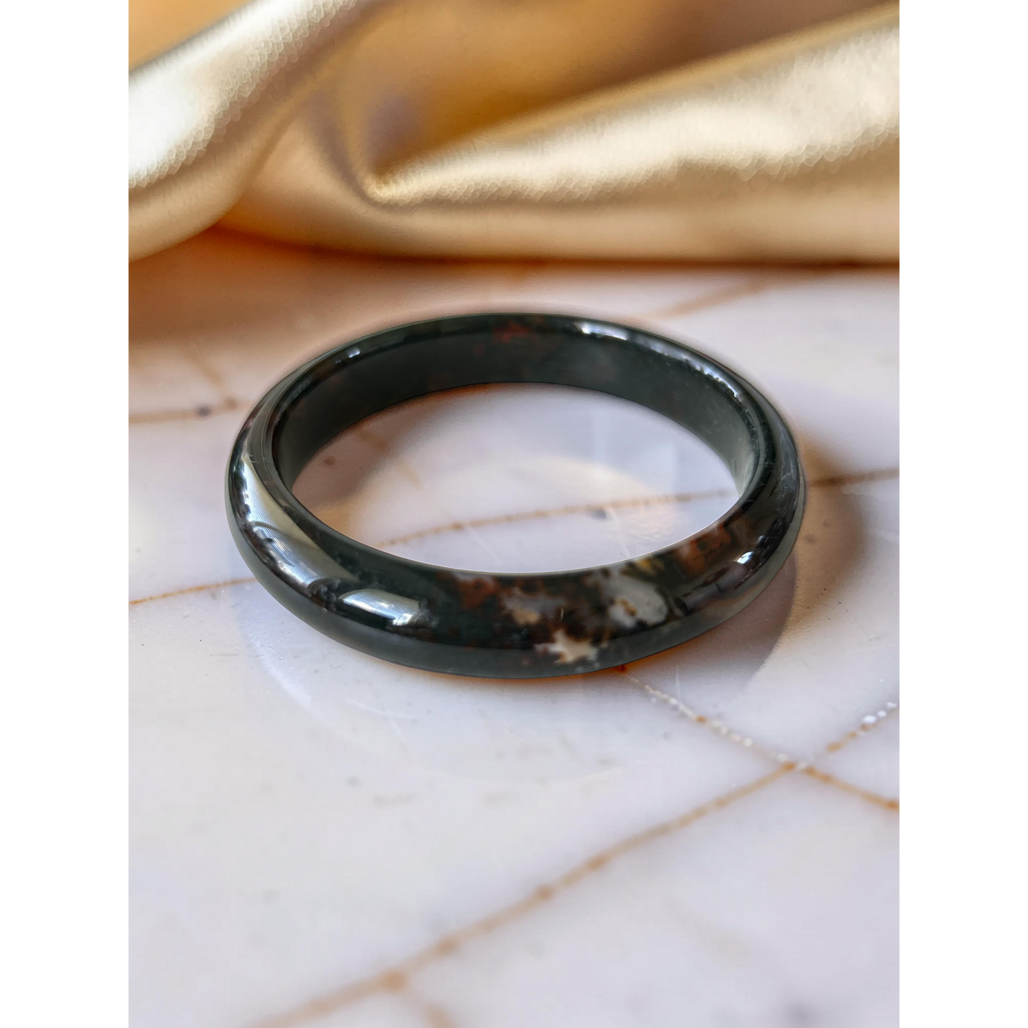 AAA Moss Agate Bangle – Natural Translucent Stone