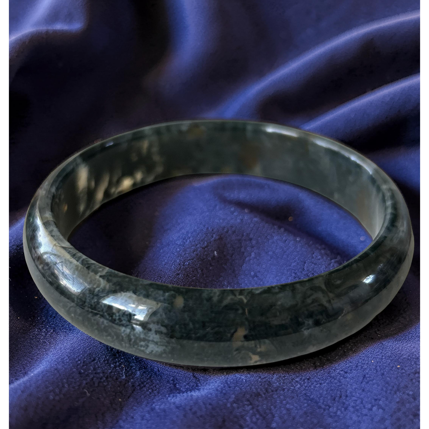 AAA Moss Agate Bangle – Natural Translucent Stone