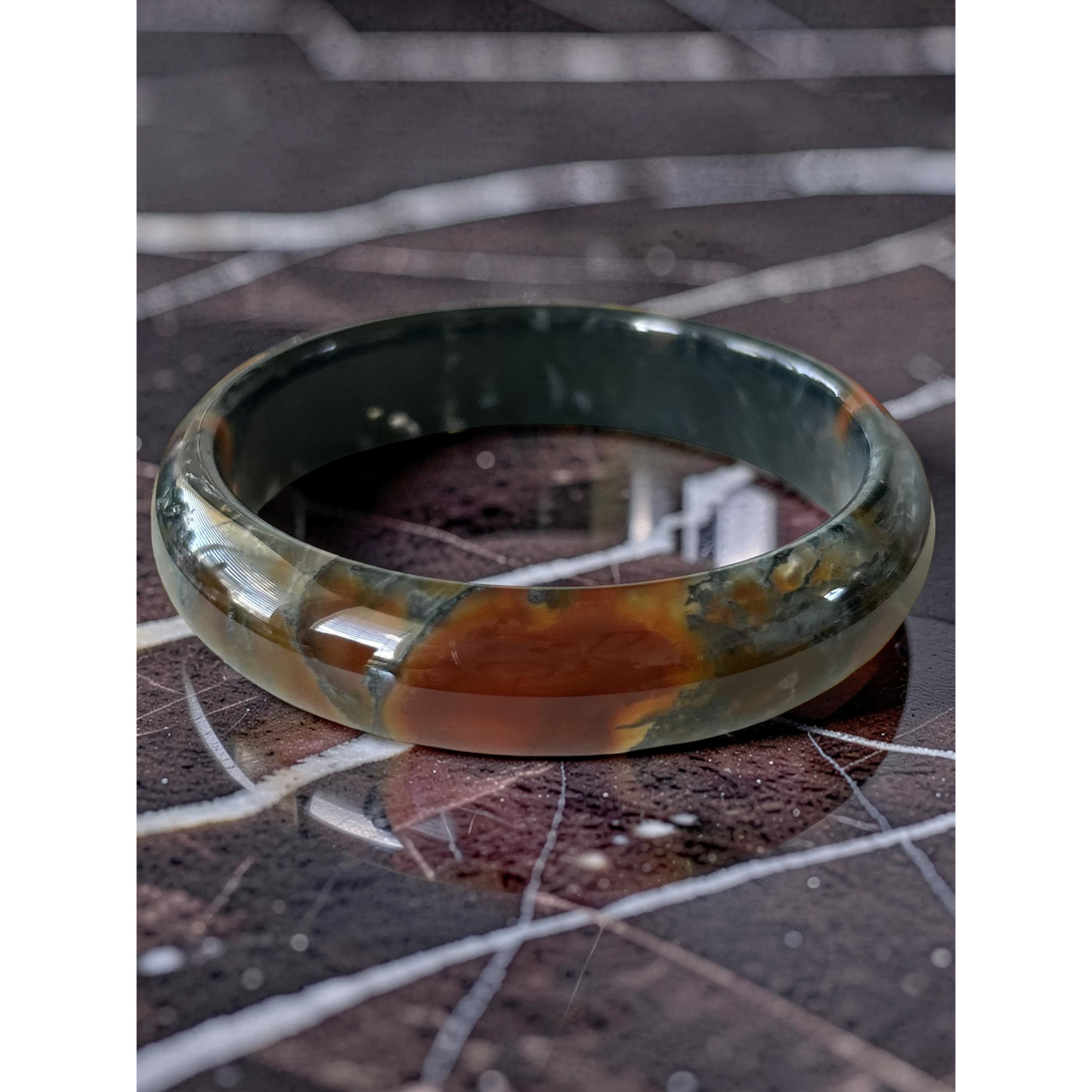 AAA Moss Agate Bangle – Natural Translucent Stone