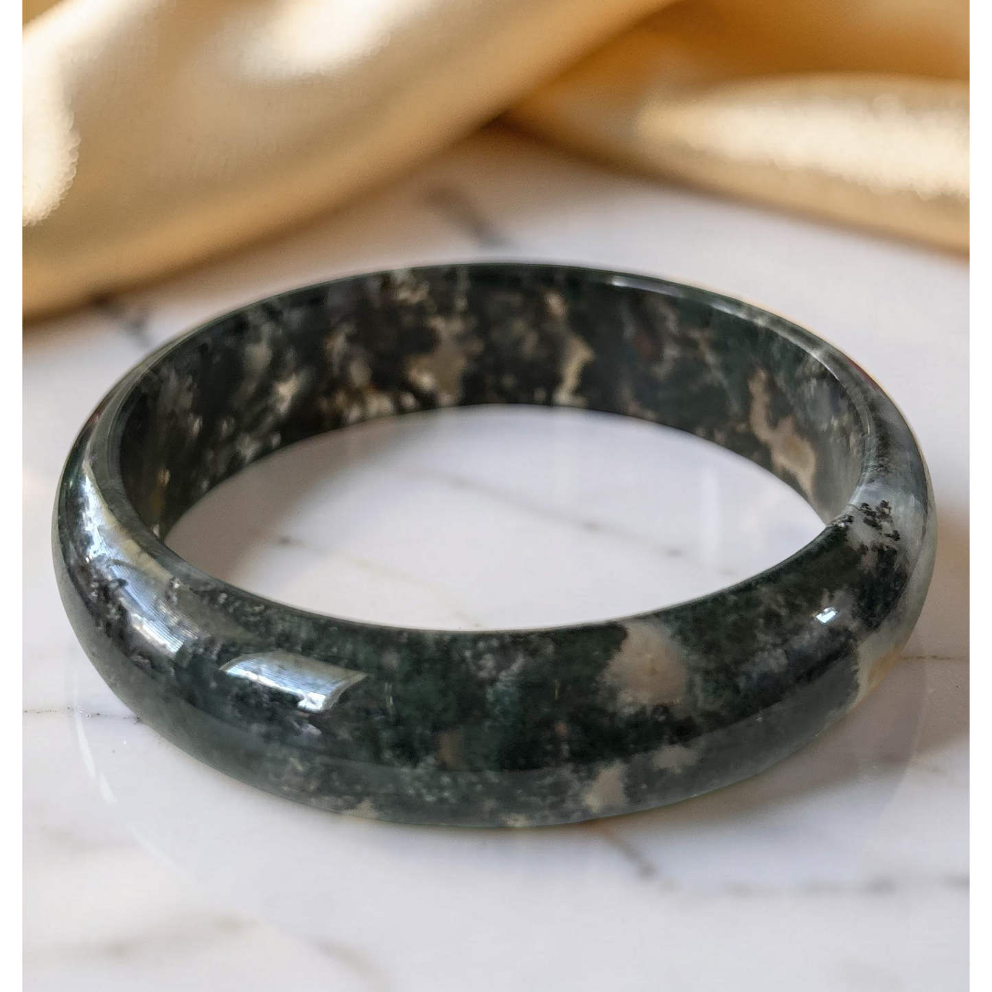 AAA Moss Agate Bangle – Natural Translucent Stone