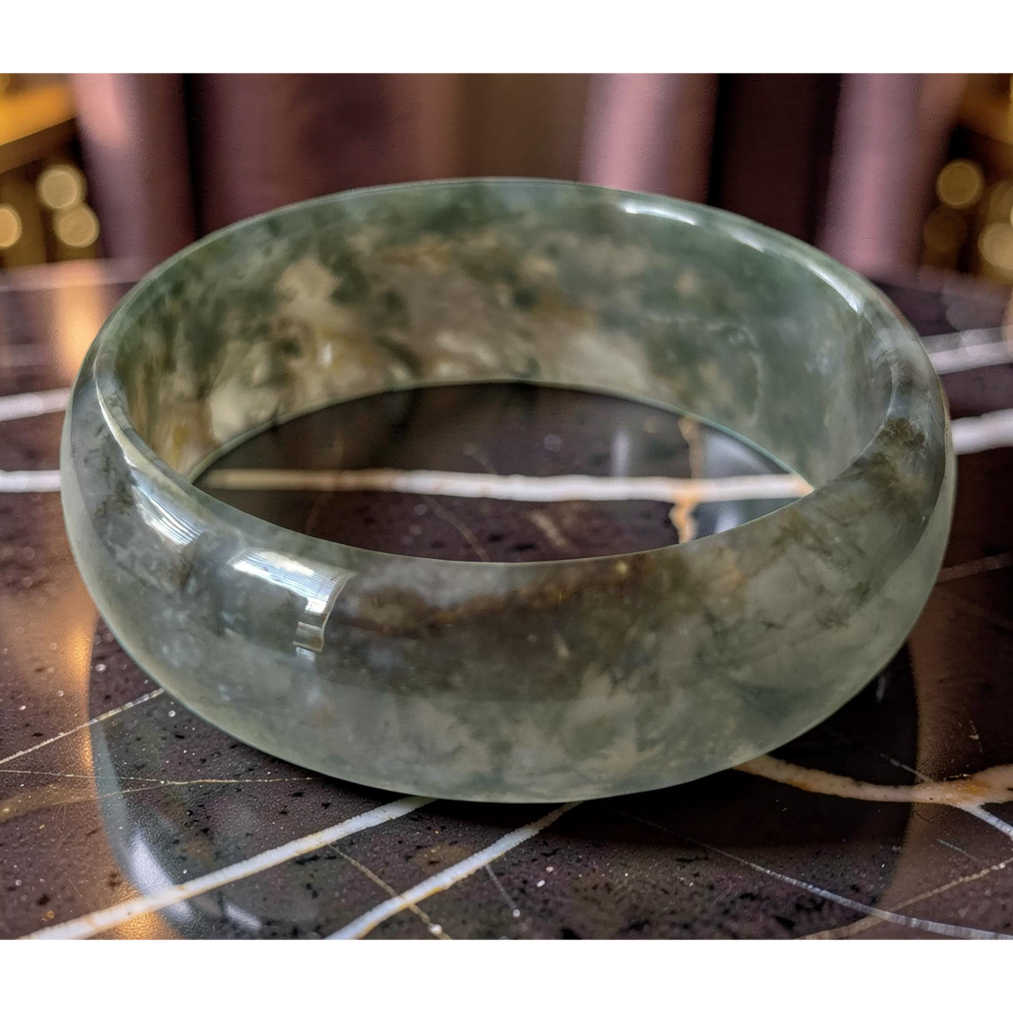 AAA Moss Agate Bangle – Natural Translucent Stone