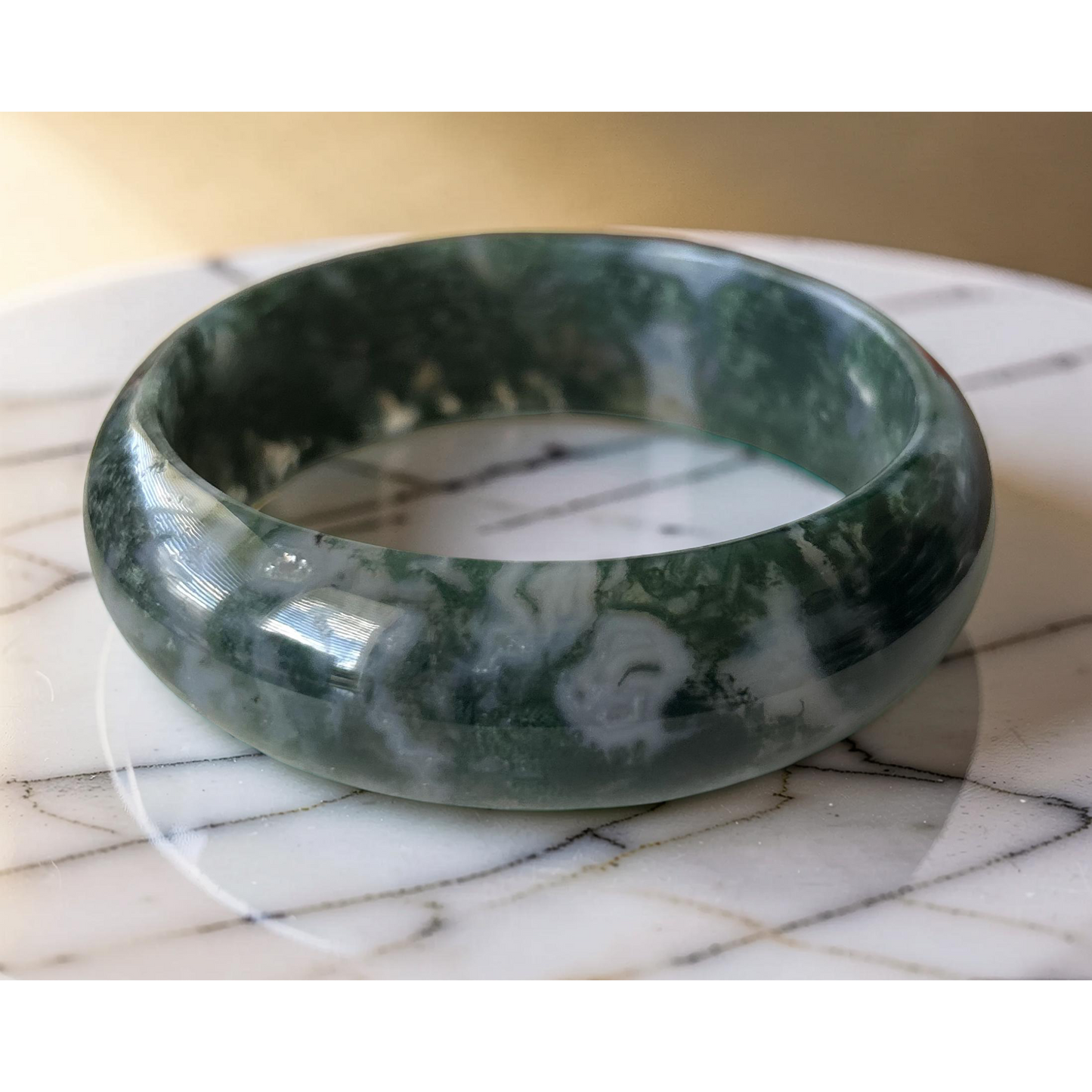 AAA Moss Agate Bangle – Natural Translucent Stone