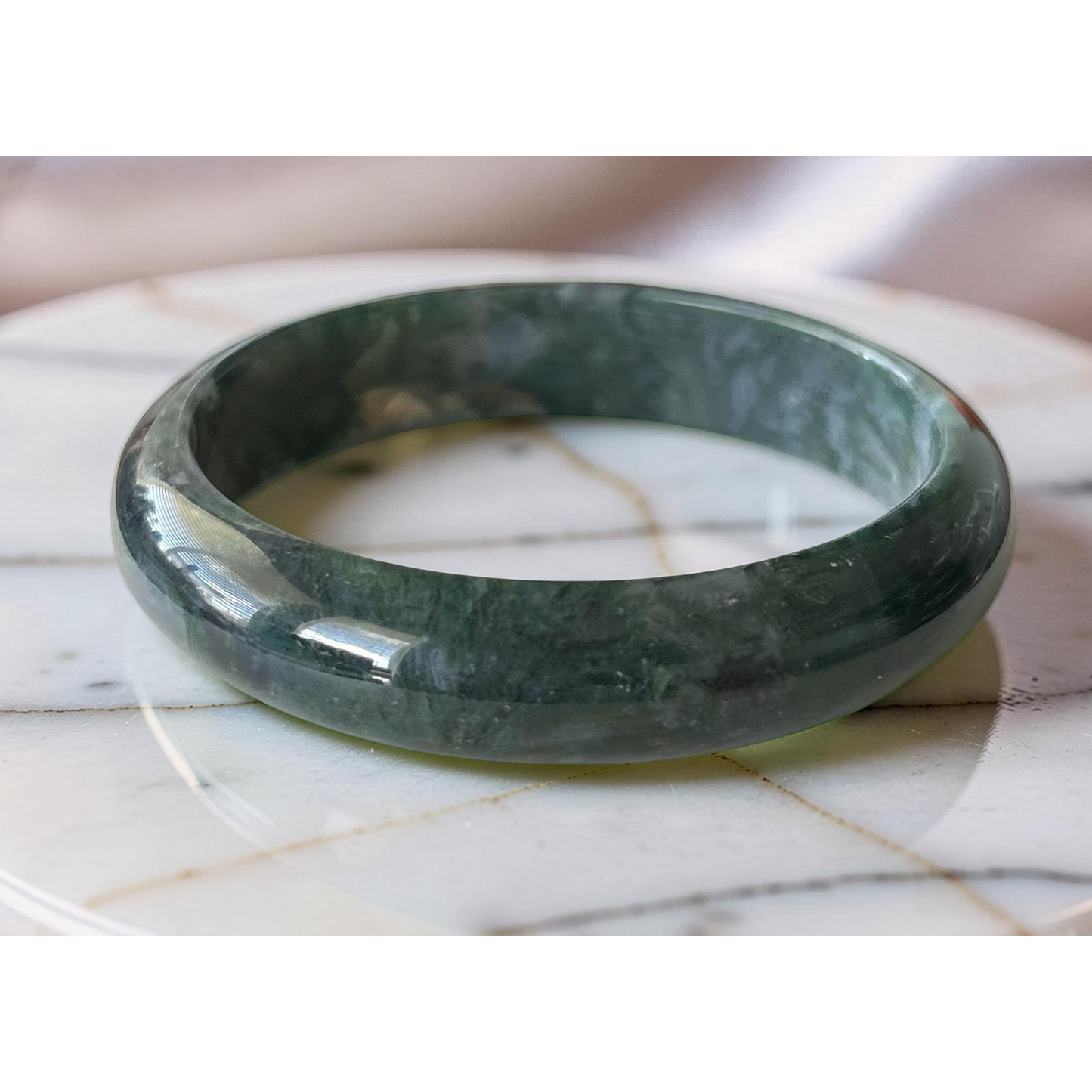 AAA Moss Agate Bangle – Natural Translucent Stone