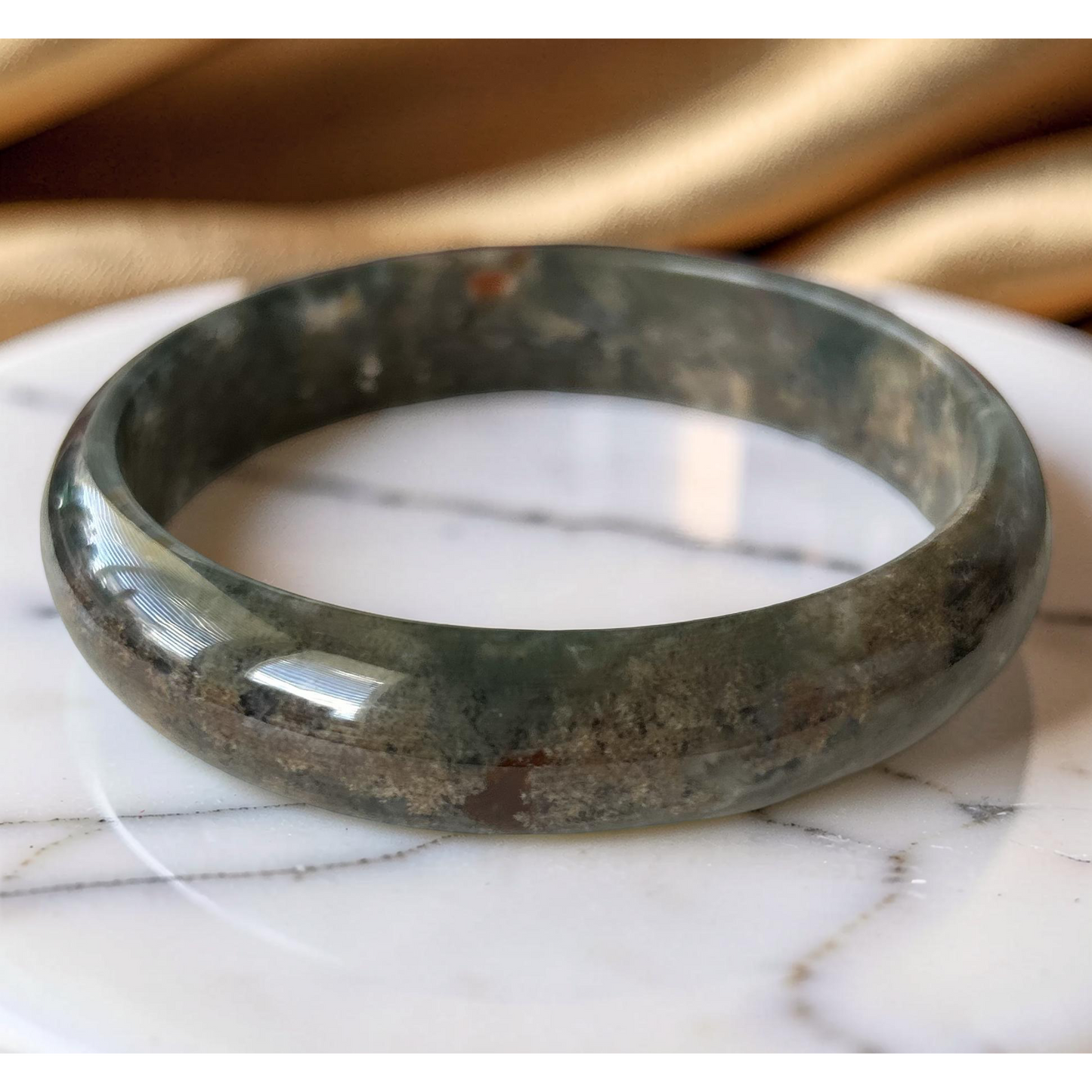 AAA Moss Agate Bangle – Natural Translucent Stone