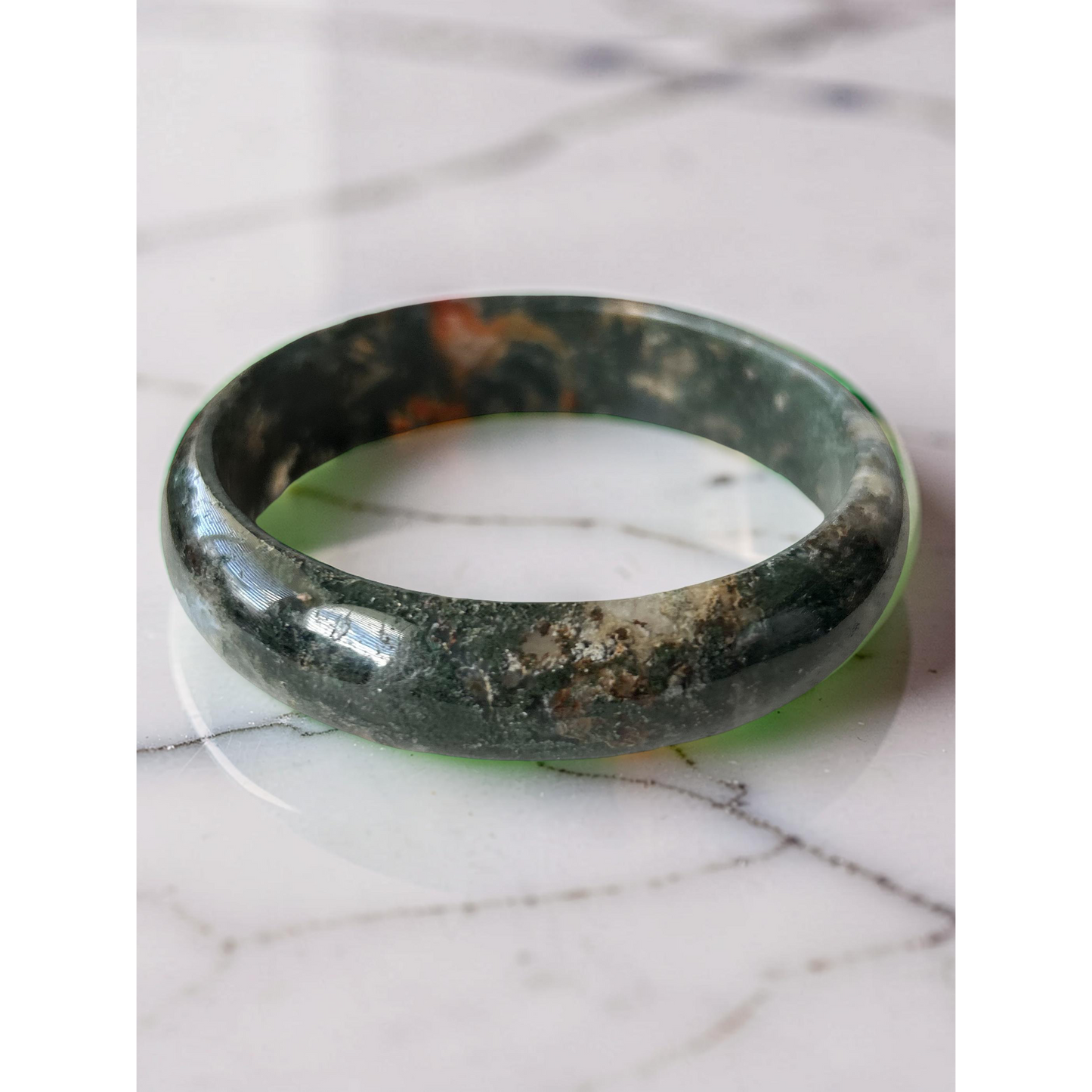 AAA Moss Agate Bangle – Natural Translucent Stone