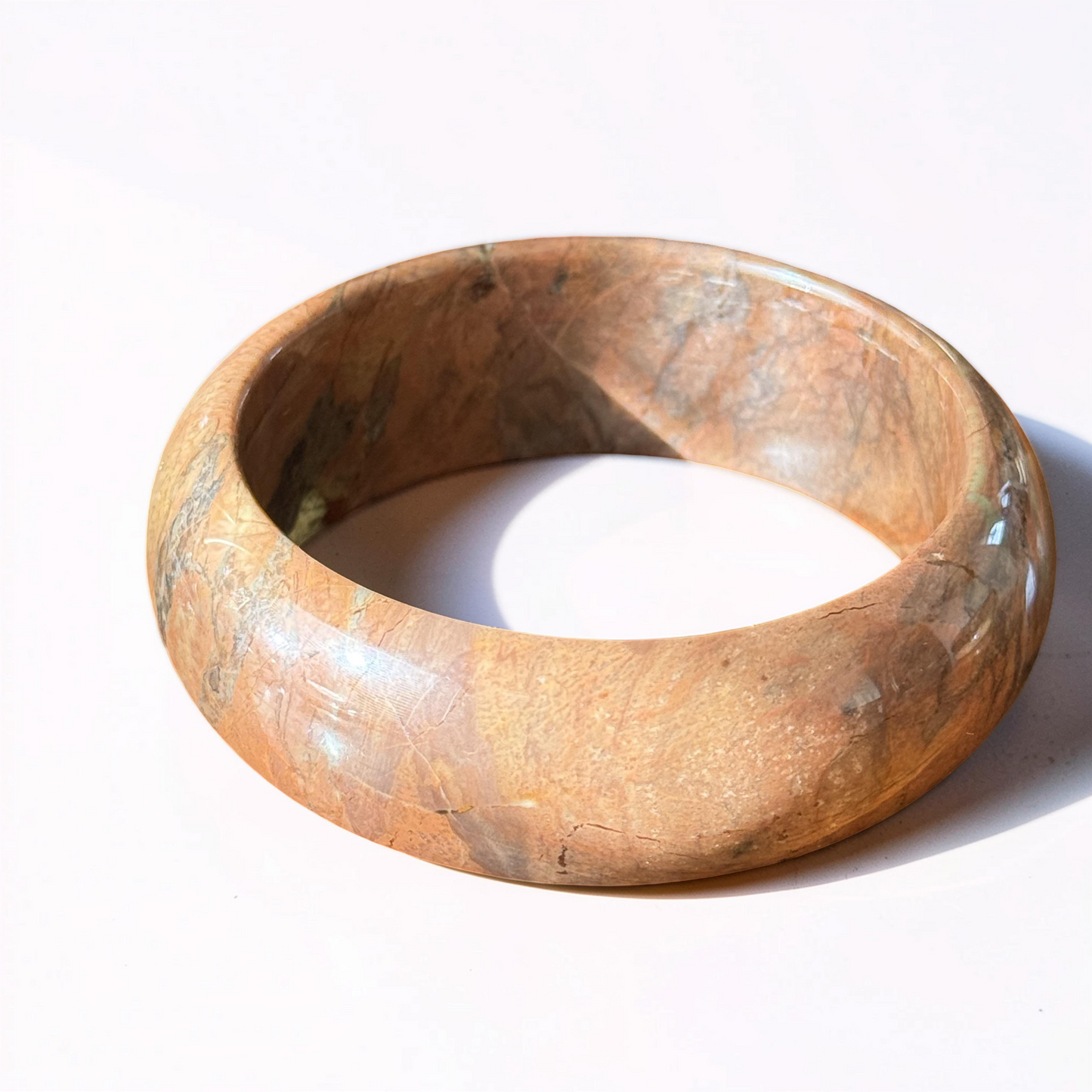 Small to Large Wrist, Brown Agate Bangle Bracelet - Natural Gemstone Jewelry - Elegant Translucent Stone Accessory - Natural Crystal GEO