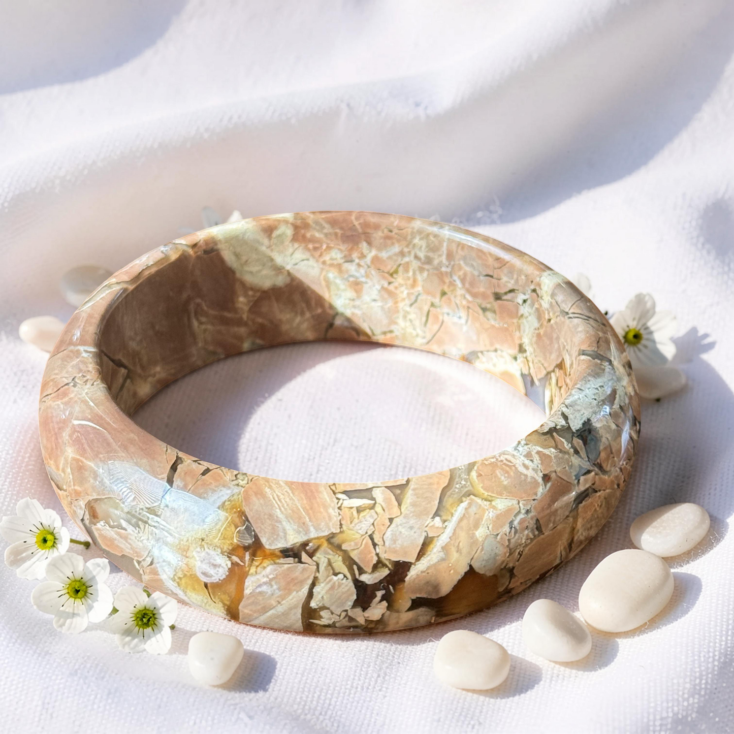 Small to Large Wrist, Brown Agate Bangle Bracelet - Natural Gemstone Jewelry - Elegant Translucent Stone Accessory - Natural Crystal GEO