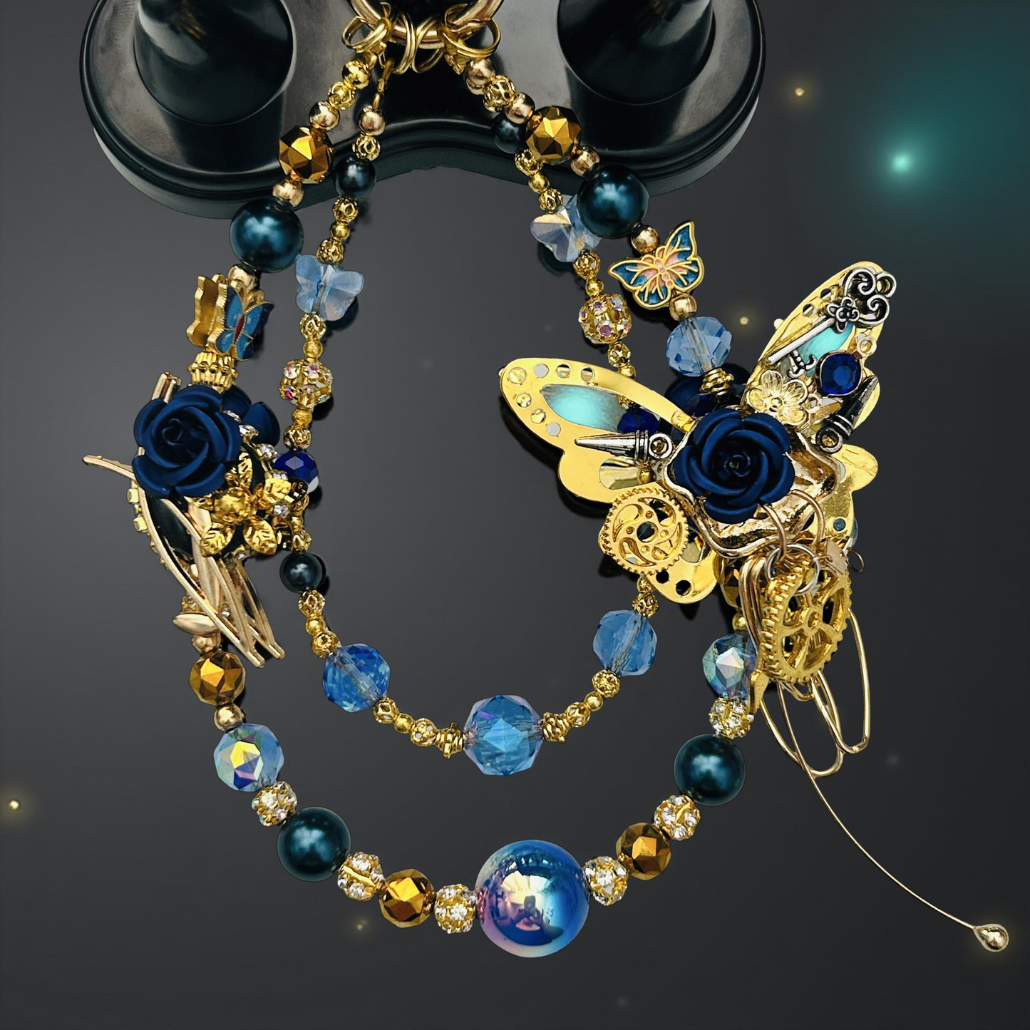 Midnight Mechanica – Steampunk Butterfly Phone & Purse Charm