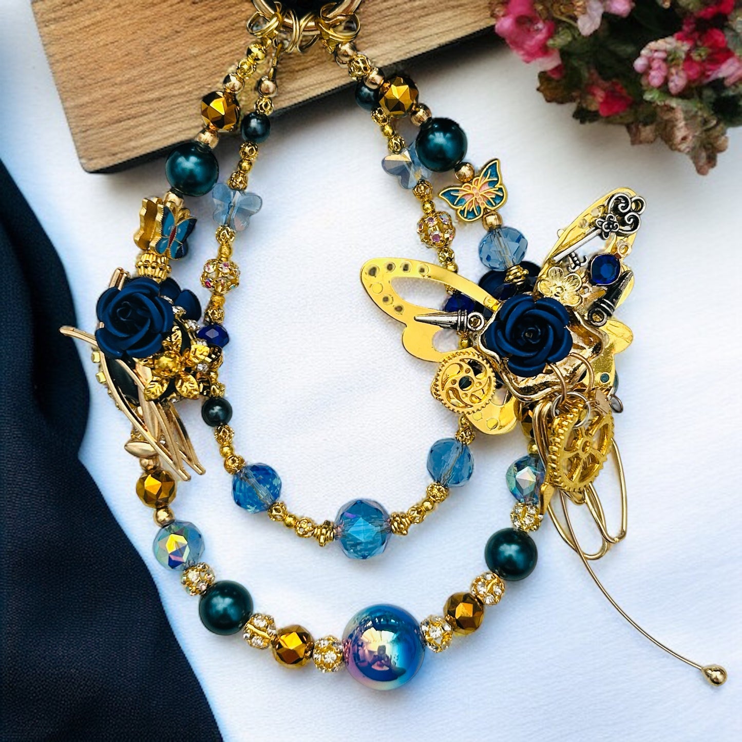 Midnight Mechanica – Steampunk Butterfly Phone & Purse Charm