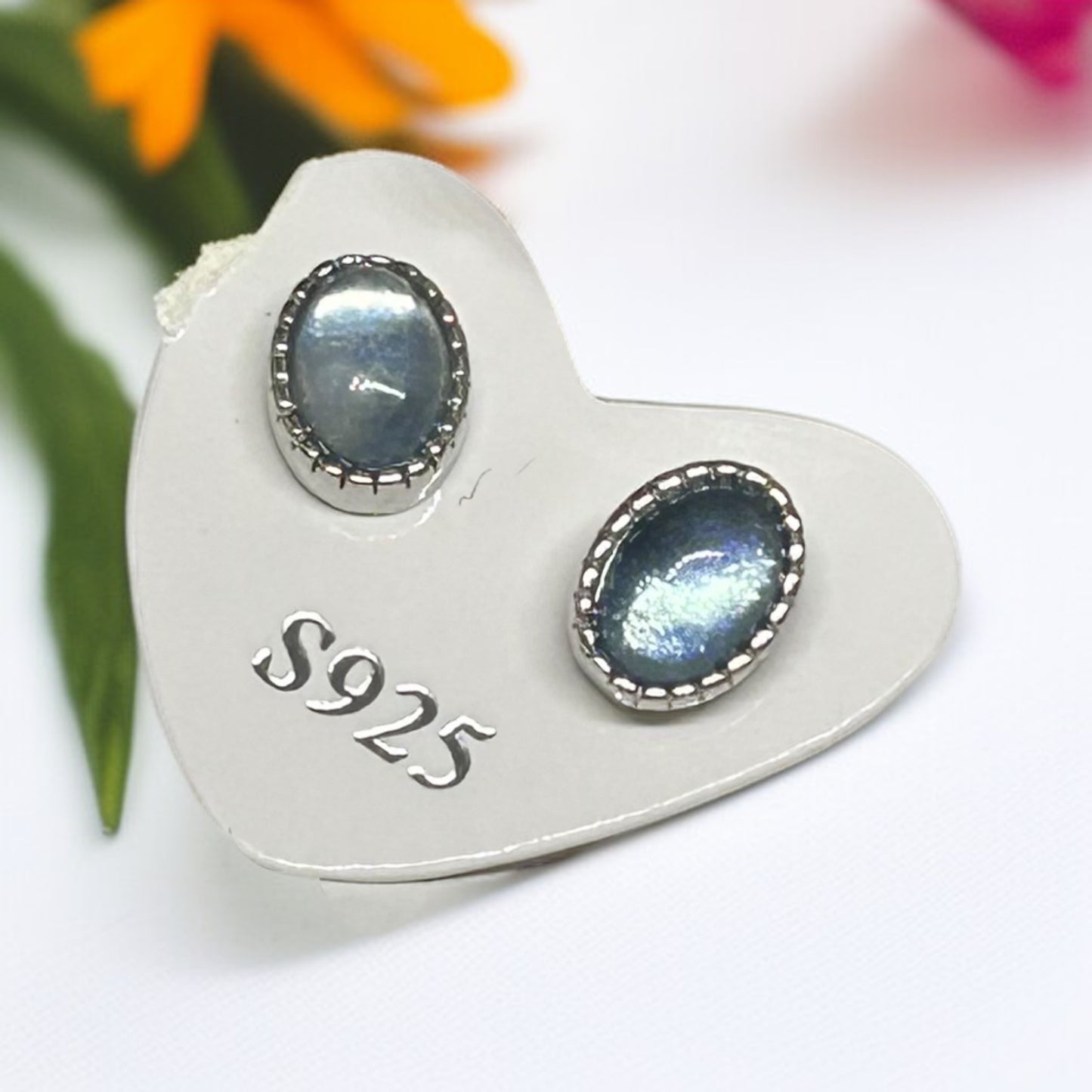 Labradorite Oval Studs – Intuition & Light in Sterling Silver (S925)