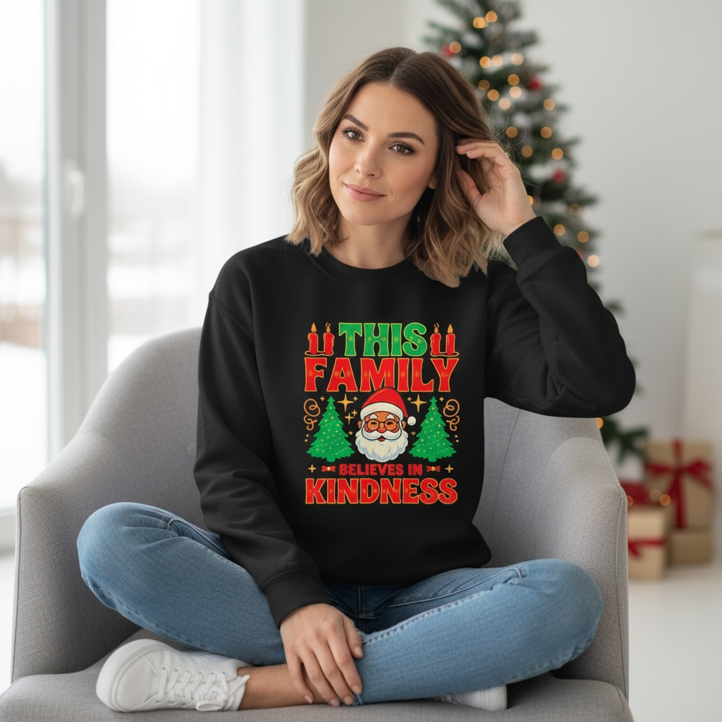 This Family Believes in Kindness - Christmas Sweatshirt | Soft Cotton Comfort Colors