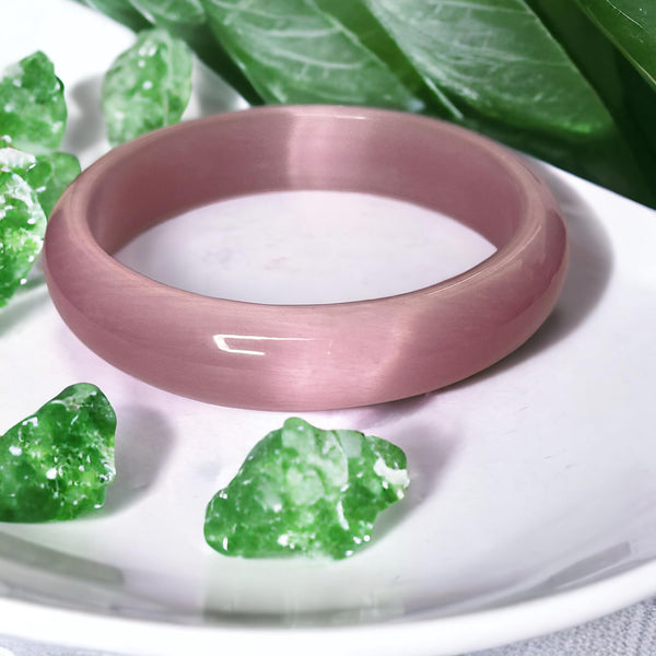 Cat Eye Jade Bangle Bracelet | Crystal Bangle | Sakura Bracelet | Elegant Wristwear | Gift for Her | Crystal Bracelet for Women
