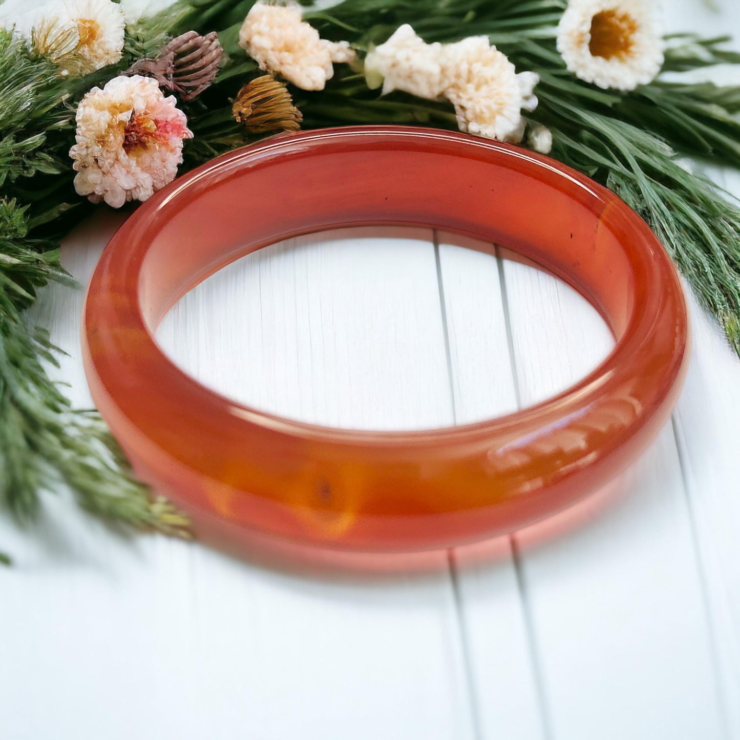 Natural Red Banded Agate Bangle - Handcrafted Crystal Healing Bracelet