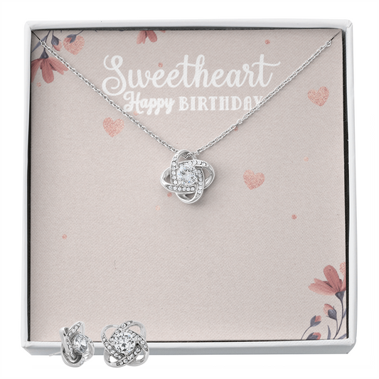 Romantic Jewelry Gift Set – Love Knot Earrings & Necklace for Her