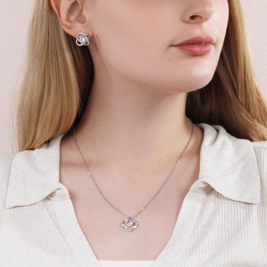 Romantic Jewelry Gift Set – Love Knot Earrings & Necklace for Her