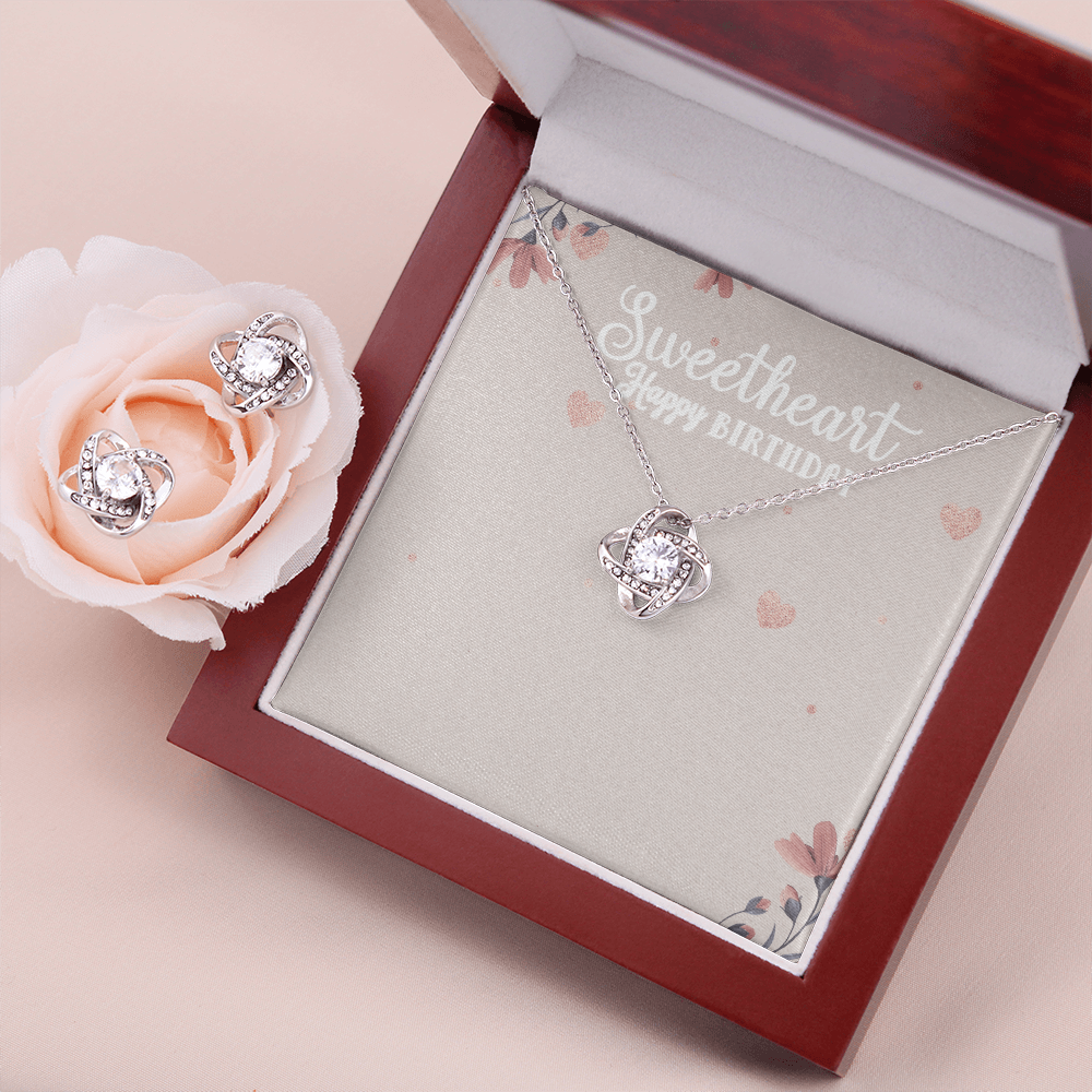 Romantic Jewelry Gift Set – Love Knot Earrings & Necklace for Her