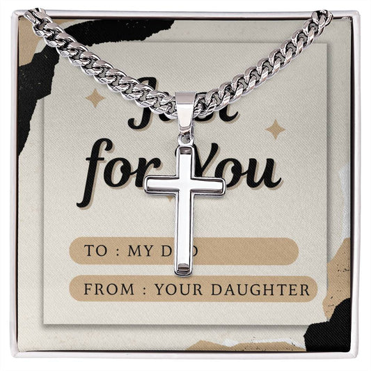 Cuban Link Chain with Artisan Cross & Personalized Card