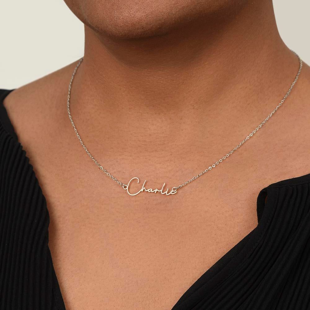 Signature Style Name Necklace – Custom Handwriting Necklace, Personalized Cursive Name Pendant, Gift for Her
