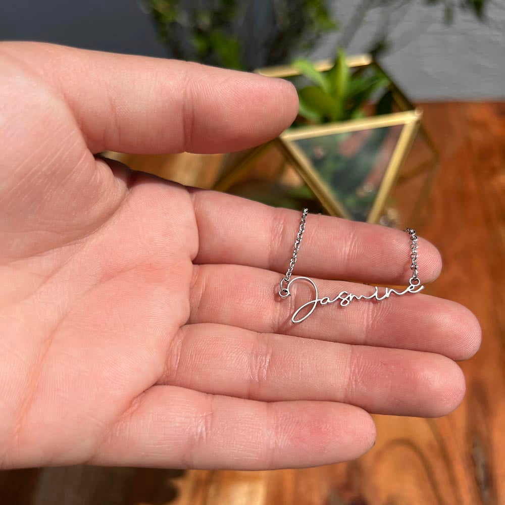 Signature Style Name Necklace – Custom Handwriting Necklace, Personalized Cursive Name Pendant, Gift for Her