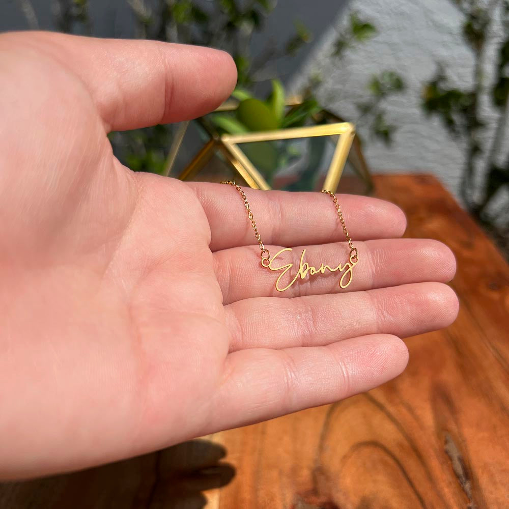 Signature Style Name Necklace – Custom Handwriting Necklace, Personalized Cursive Name Pendant, Gift for Her
