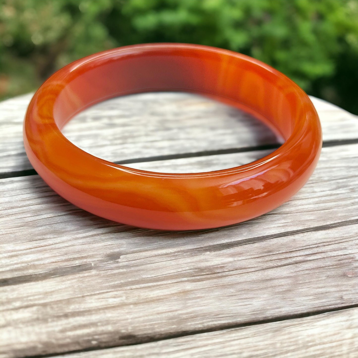Natural Red Banded Agate Bangle - Handcrafted Crystal Healing Bracelet