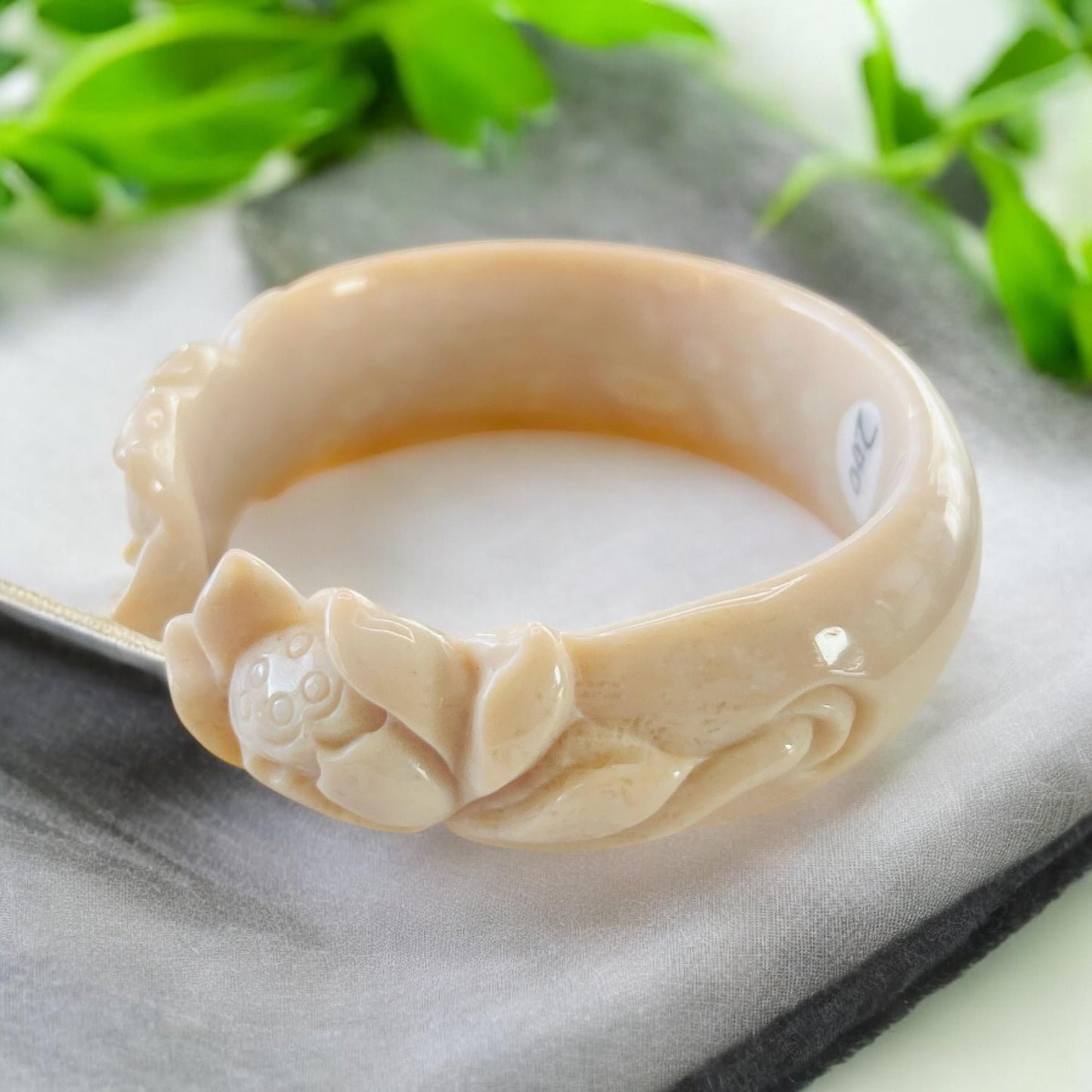 Fossil Coral Jade Lotus Bangle - Extra Small 52.3mm Crystal Bracelet