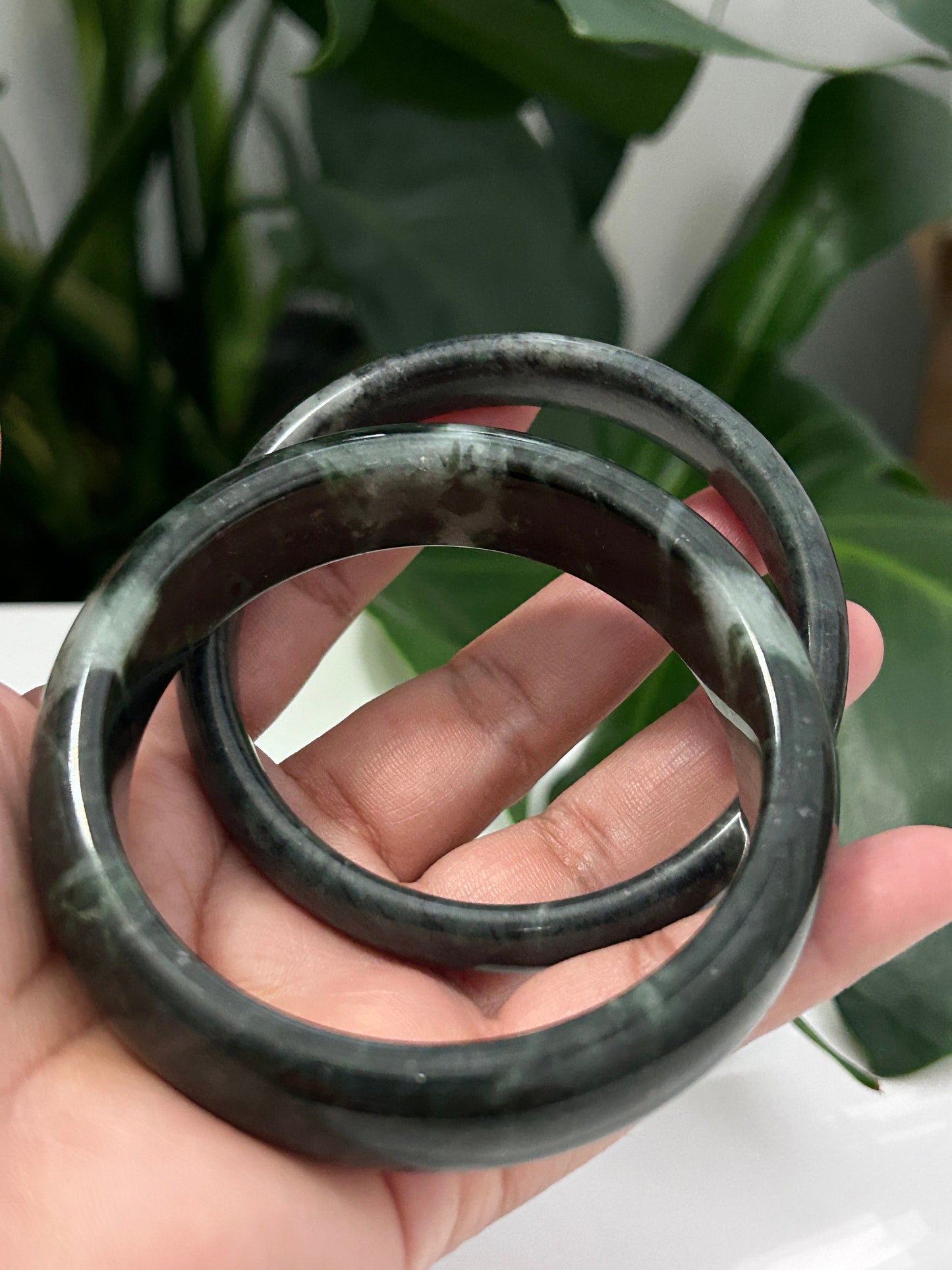 62.4 & 62.7 Natural Medecine King Jade Hard Bangle, Grade A ⁂ Medicine King Stone (Tibetan Serpentine) Natural Tibetan Jade Crystal Bracelet
