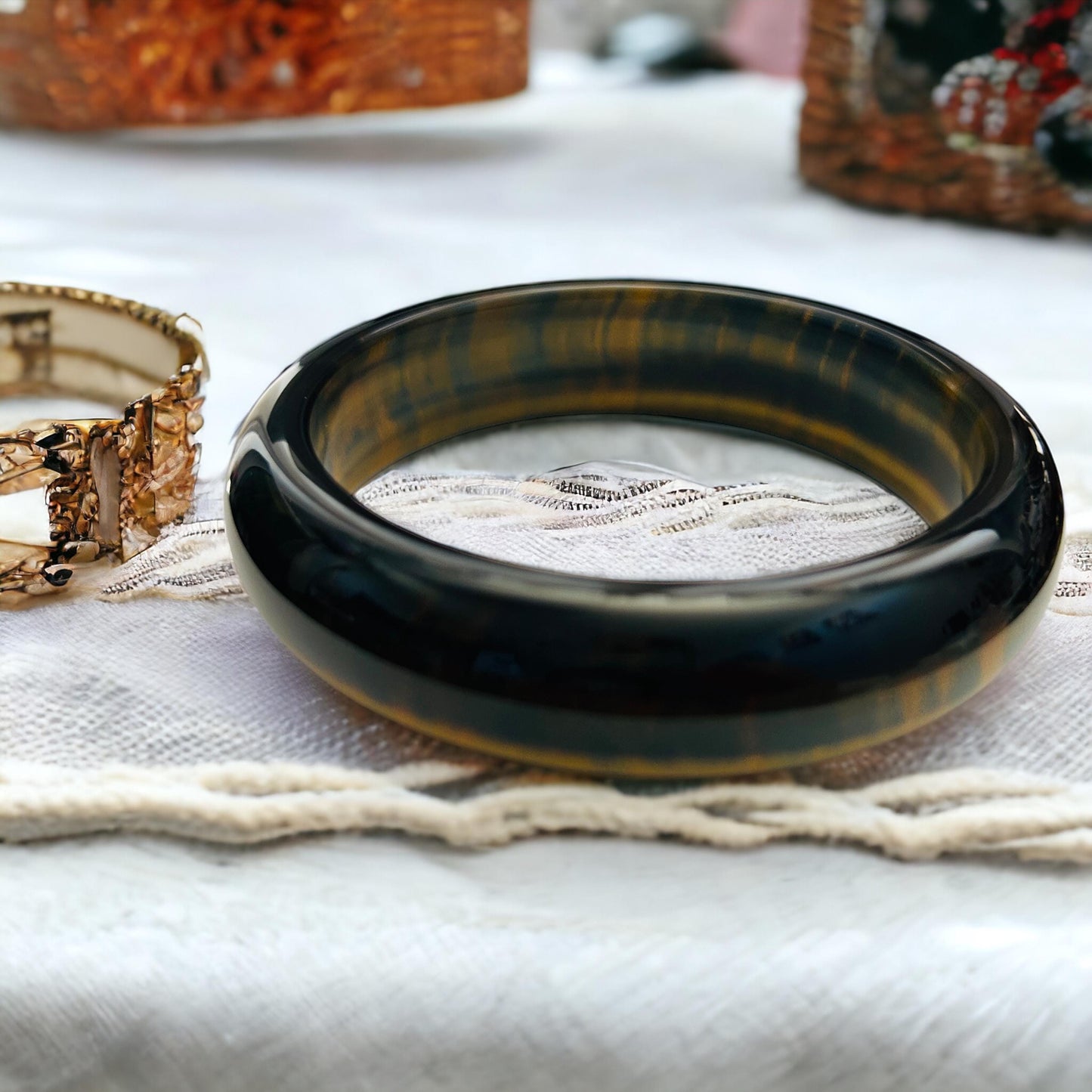 AAA Tiger Eye Bangle | 65.3mm Size | Natural Stone Bracelet | Statement Jewelry | Elegant Crystal Bracelet | Gift for Women | Chakra Jewelry
