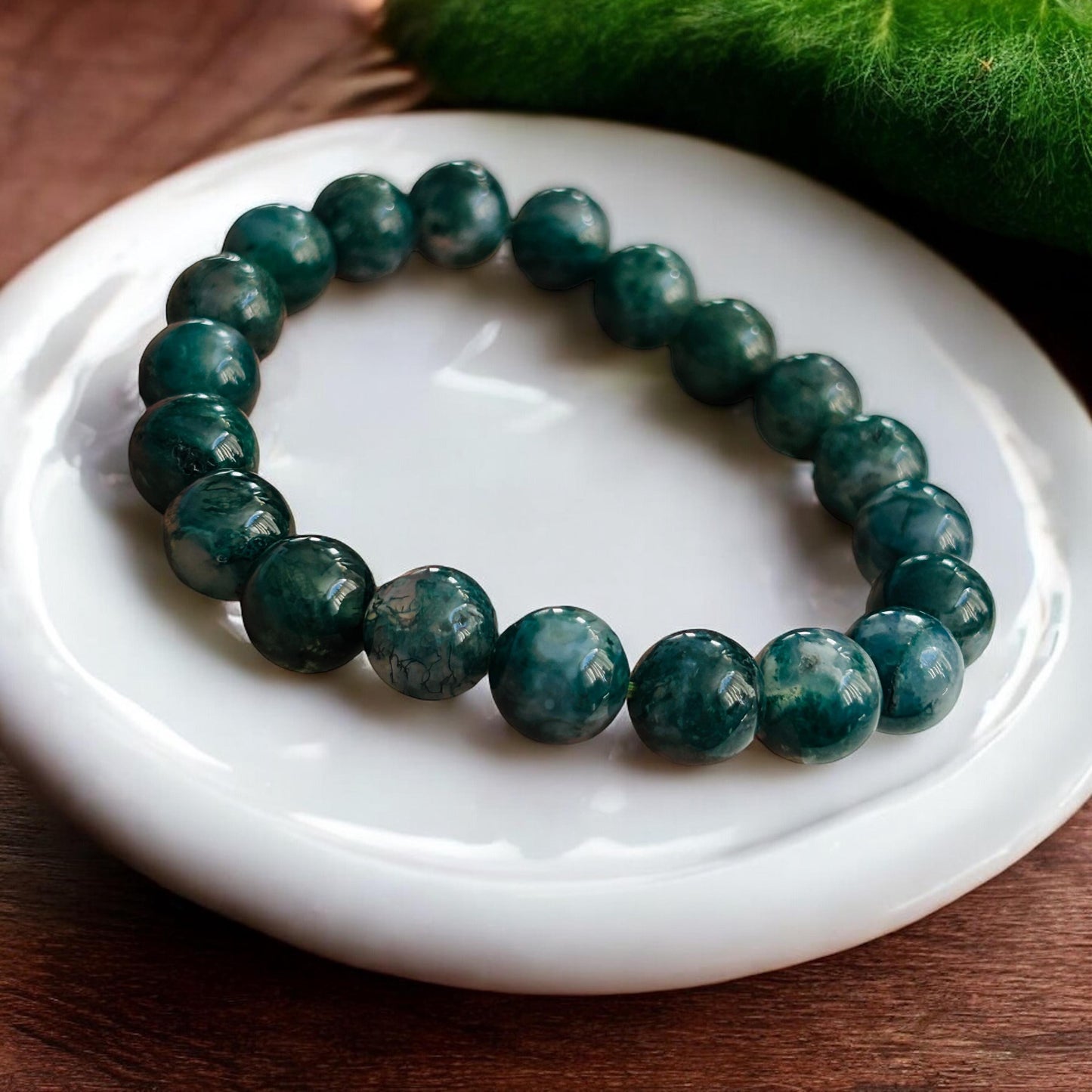 Natural Moss Agate Bracelet | Gemstone Beaded Jewelry | Premium Quality Bracelet | Gift for Him | Gift for Her | Stone