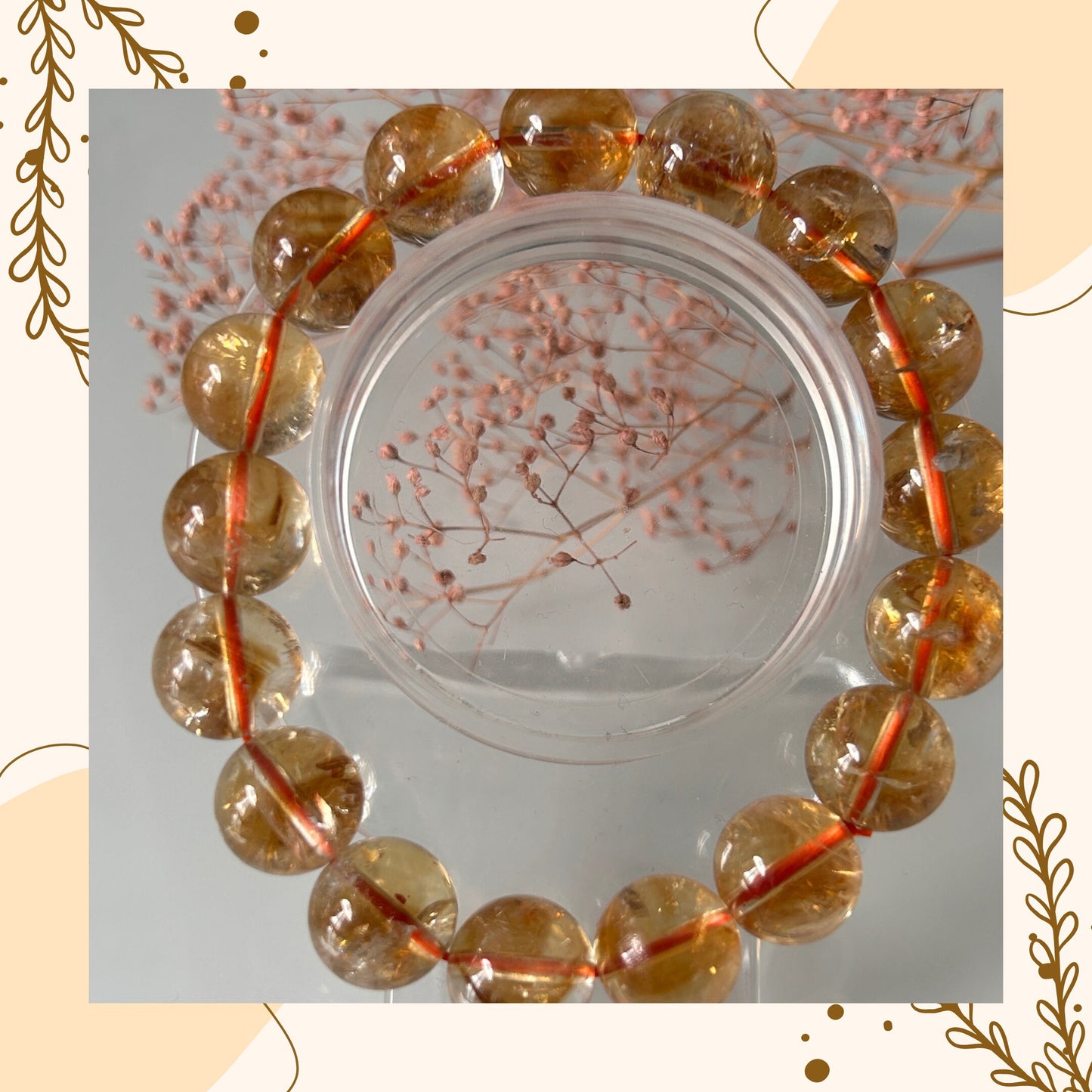 Citrine Stone Bracelet: Natural Yellow Crystal, Spiritual Healing (11cm)