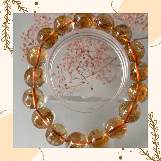 Citrine Stone Bracelet: Natural Yellow Crystal, Spiritual Healing (11cm)