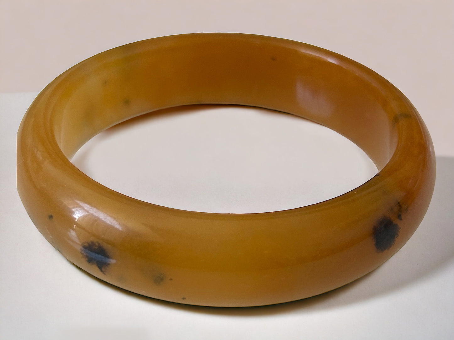 Amber Yellow Jade Bangle Bracelet (61.3mm)