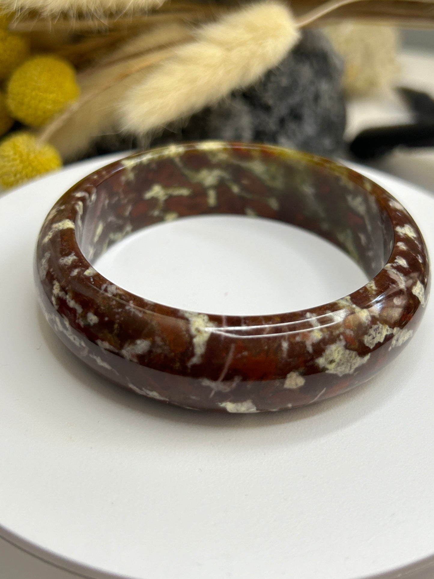 Carbonate Jade Bangle: Oil Painting Style, Reiki Healing Amulet (58.3mm/7.1")