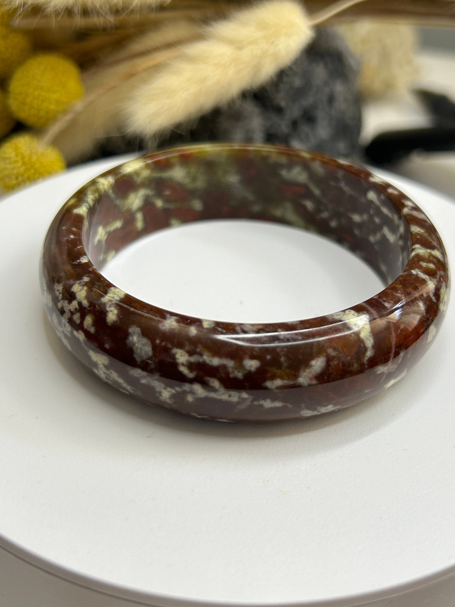 Carbonate Jade Bangle: Oil Painting Style, Reiki Healing Amulet (58.3mm/7.1")