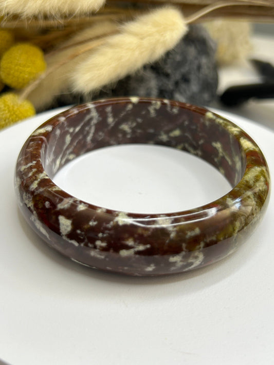 Carbonate Jade Bangle: Oil Painting Style, Reiki Healing Amulet (58.3mm/7.1")