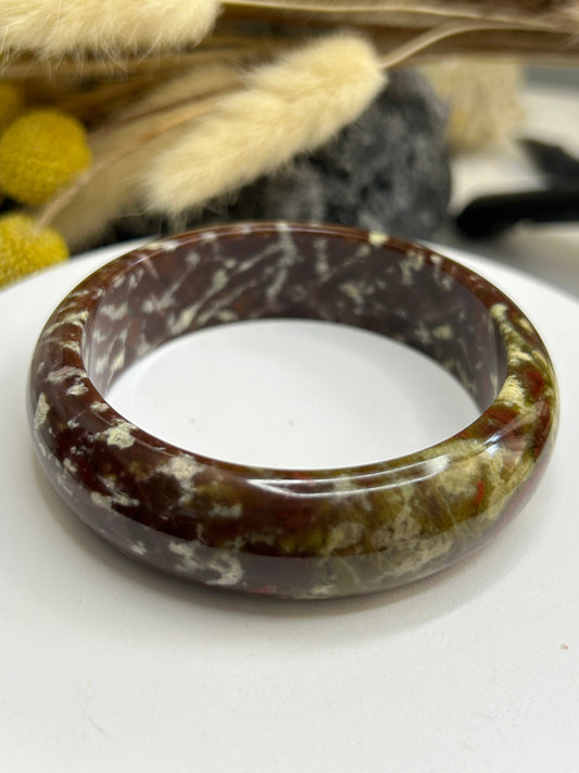 Carbonate Jade Bangle: Oil Painting Style, Reiki Healing Amulet (58.3mm/7.1")