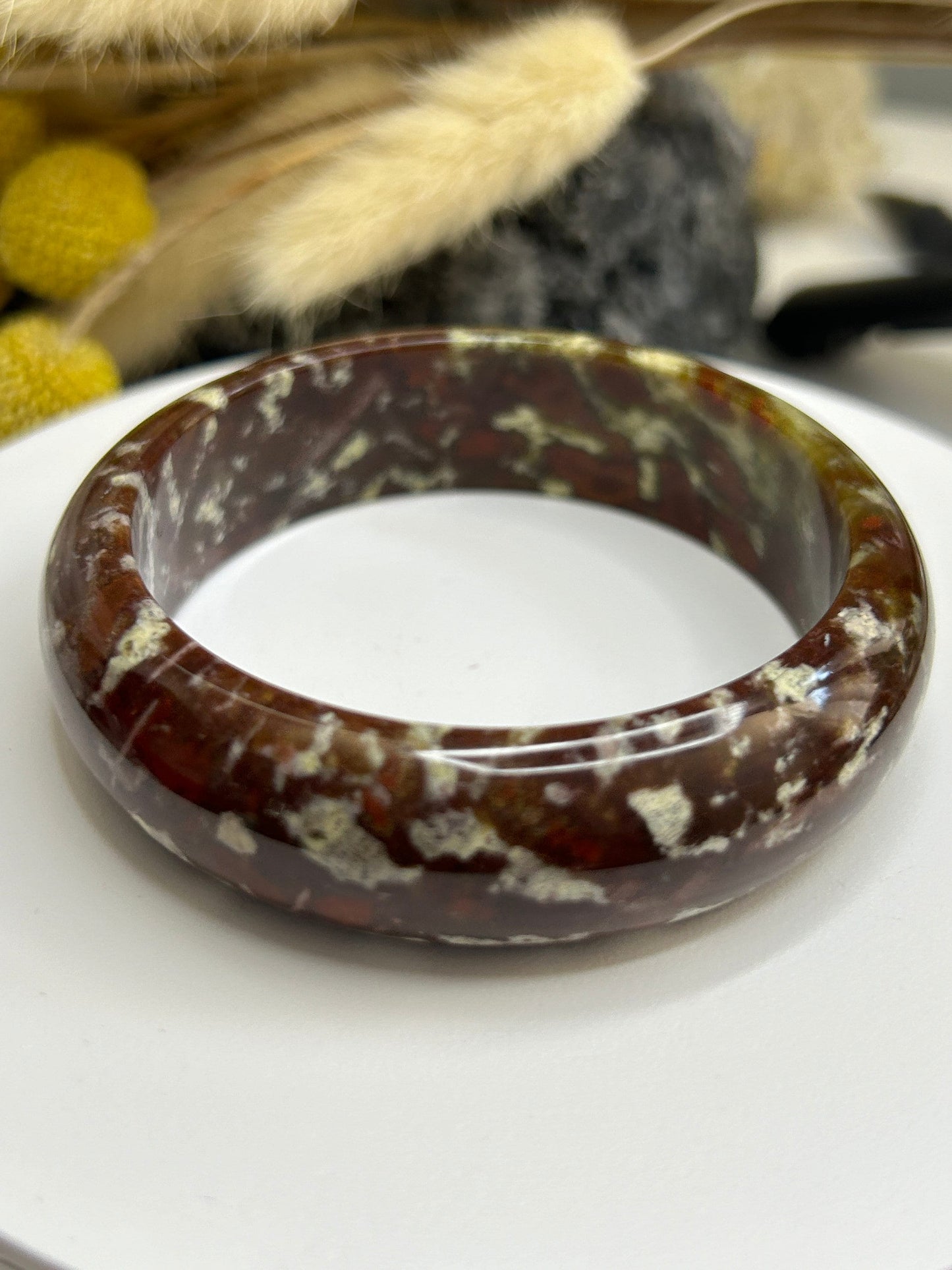 Carbonate Jade Bangle: Oil Painting Style, Reiki Healing Amulet (58.3mm/7.1")
