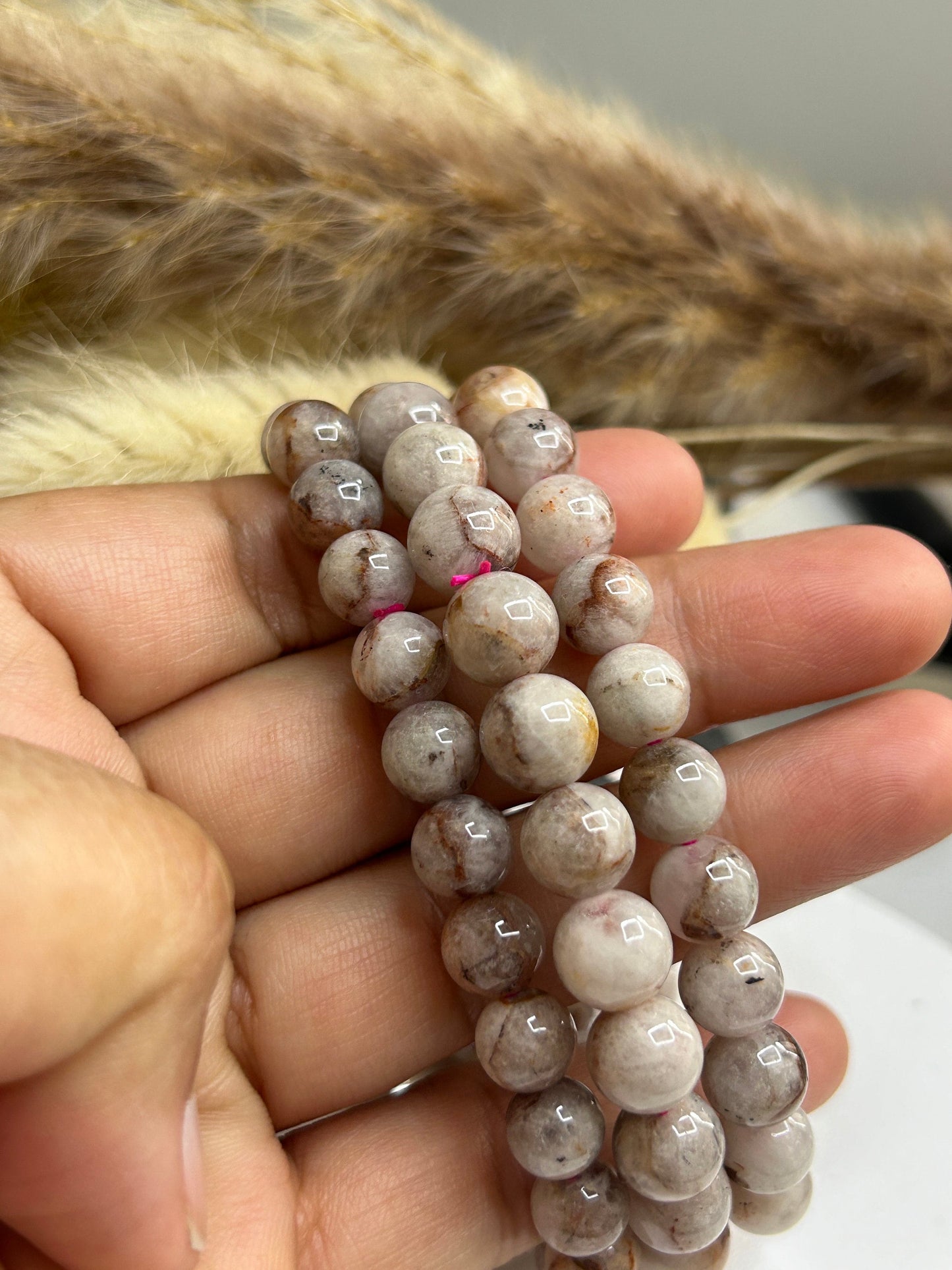 1 pcFlower Blossom Agate Bracelet: Handmade Gemstone Bead Bracelet