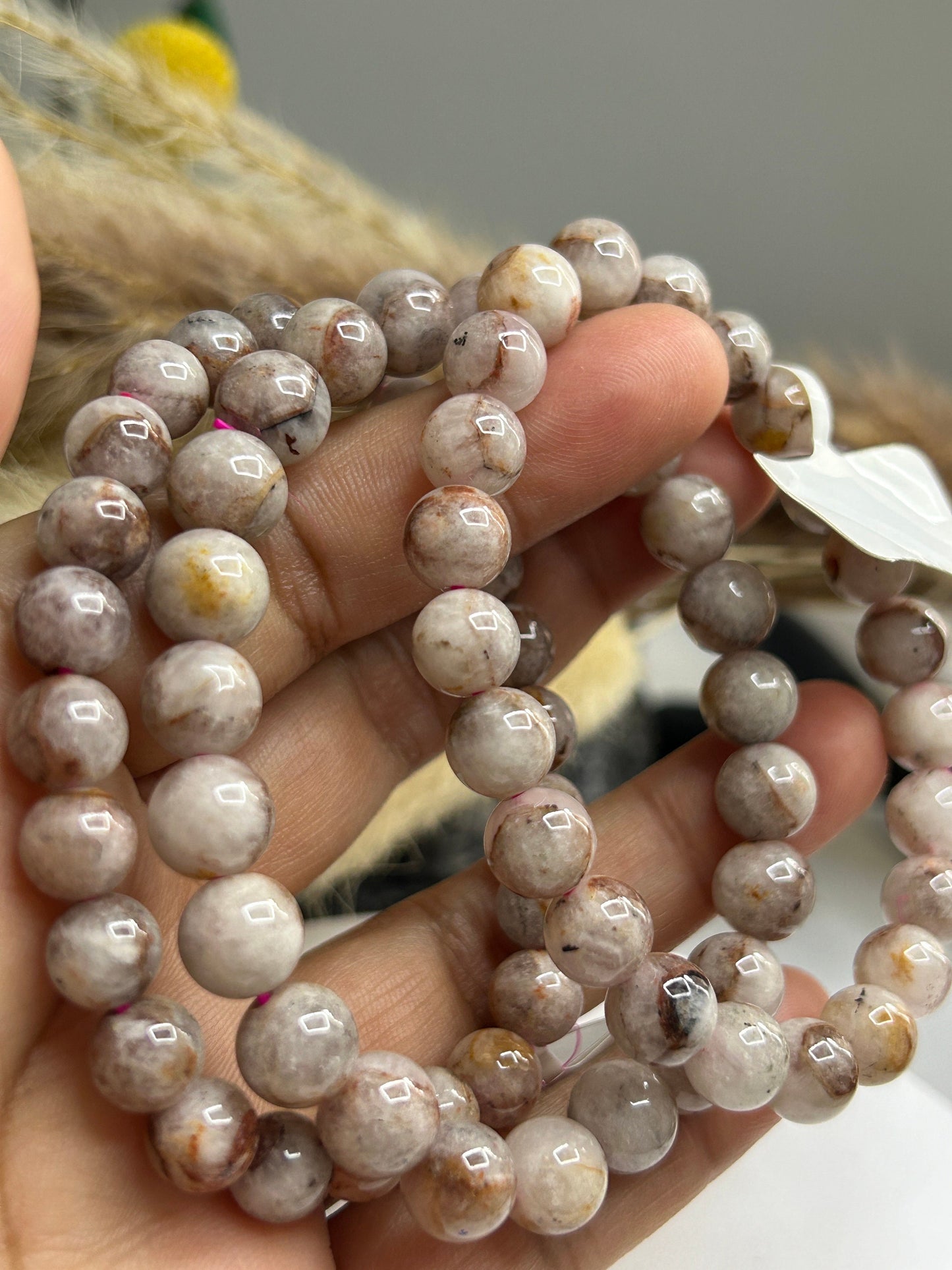 1 pcFlower Blossom Agate Bracelet: Handmade Gemstone Bead Bracelet